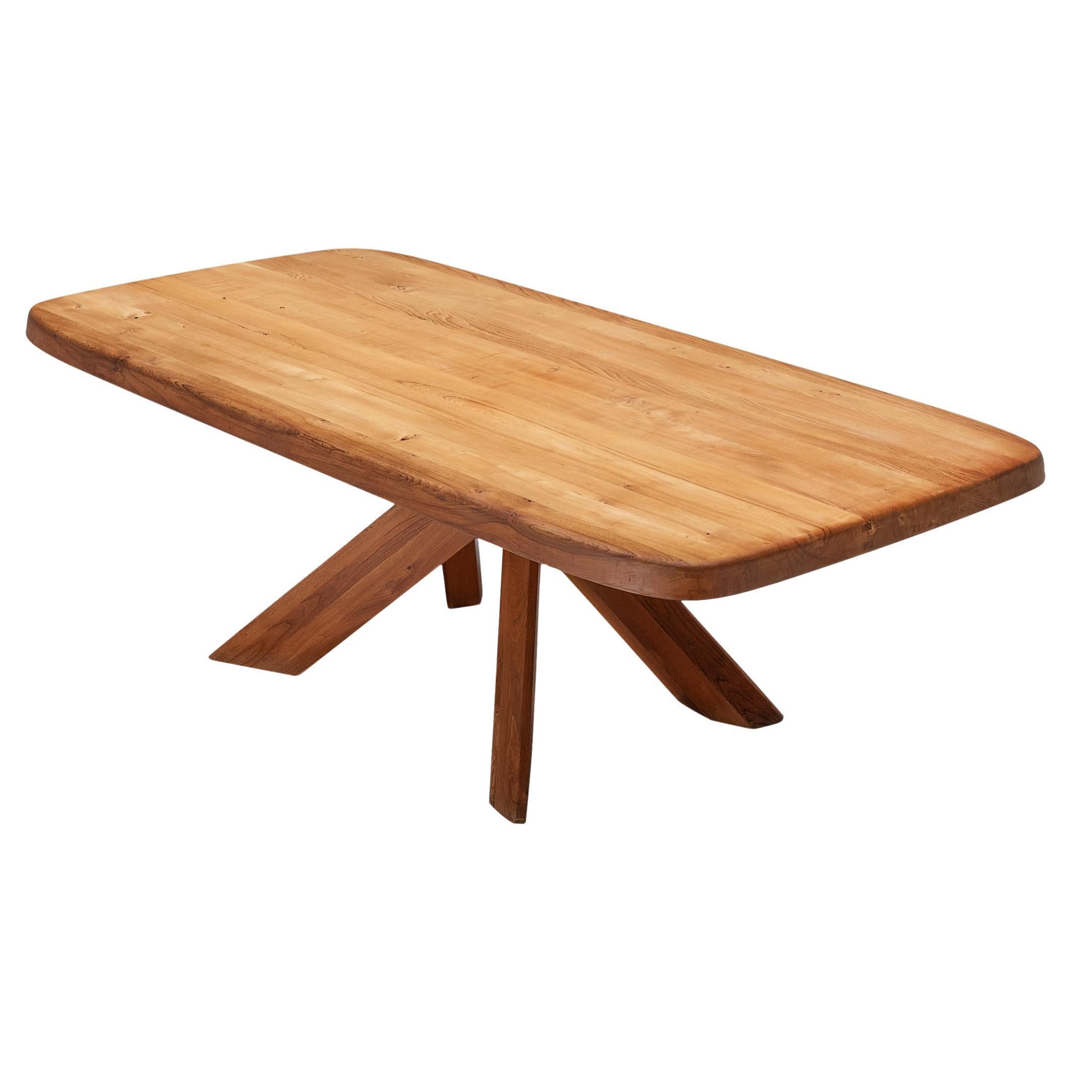 Early Pierre Chapo Aban 'T35D' Dining Table in Solid Elm  For Sale