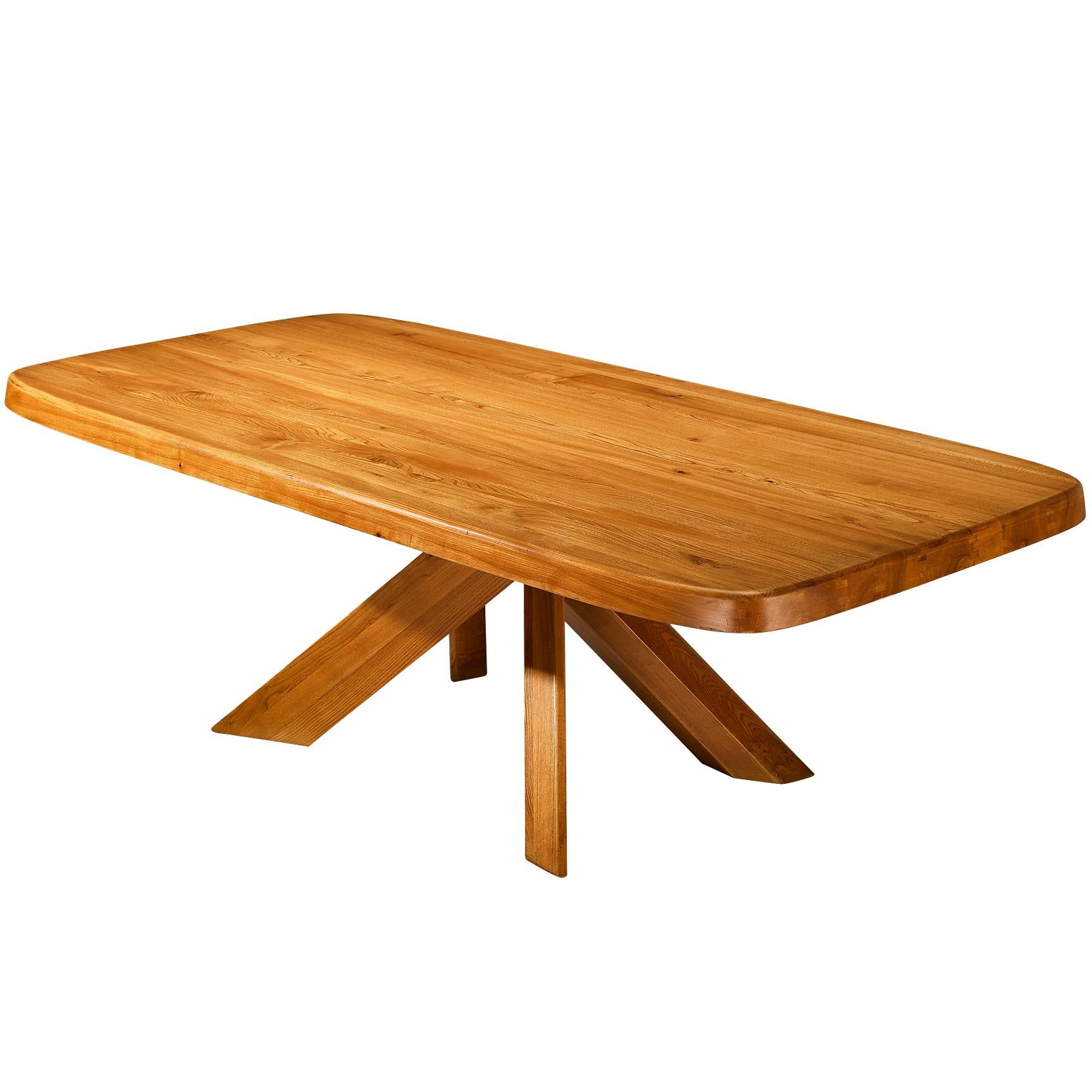 Early Pierre Chapo Aban 'T35D' Dining Table in Solid Elm