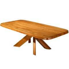 Early Pierre Chapo Aban 'T35D' Dining Table in Solid Elm