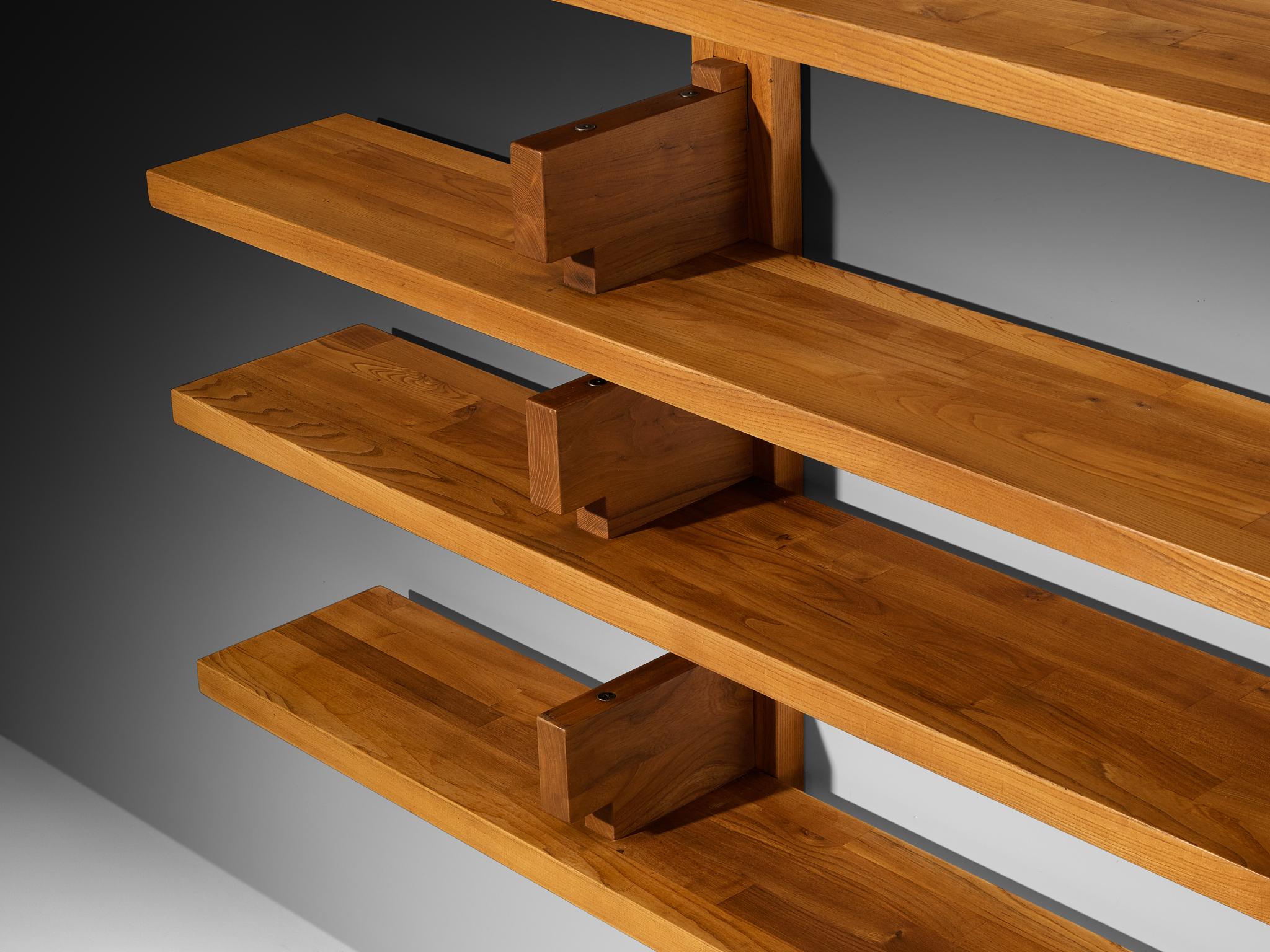 French Early Pierre Chapo 'B17C' Bibliothèque in Solid Elm 284 cm / 111.81 in. For Sale