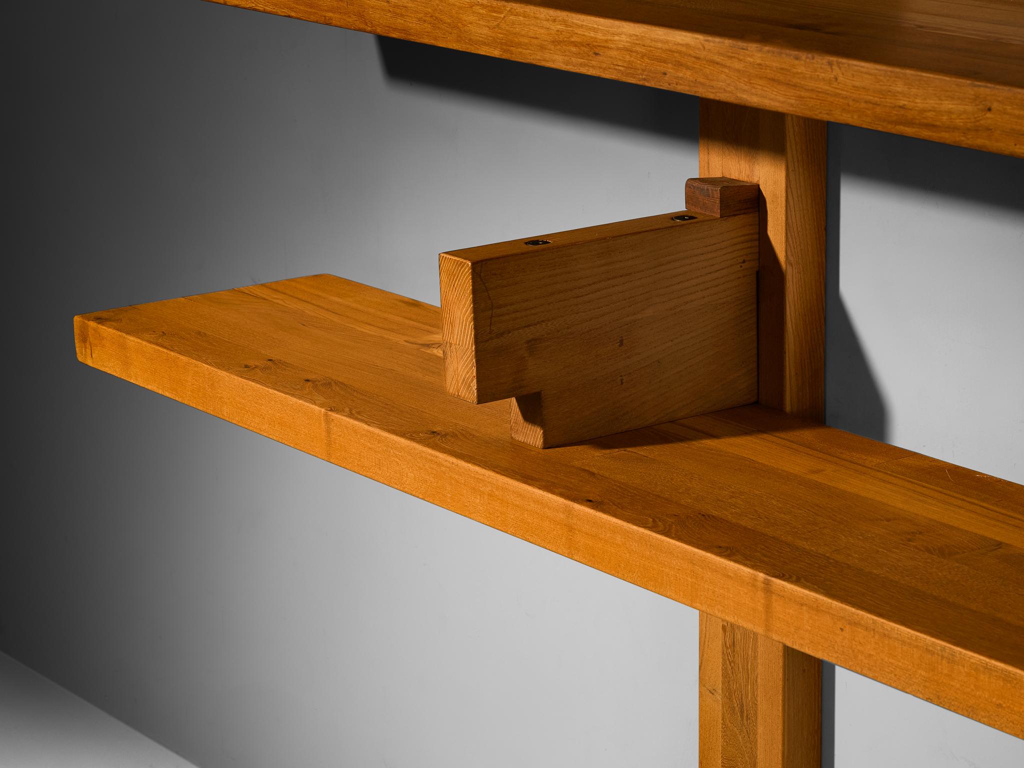 Mid-20th Century Early Pierre Chapo 'B17C' Bibliothèque in Solid Elm 284 cm / 111.81 in.