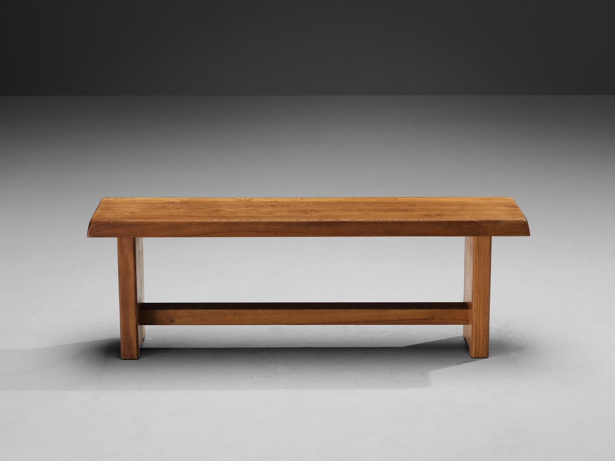 Mid-20th Century Early Pierre Chapo Bench in Solid Elm For Sale