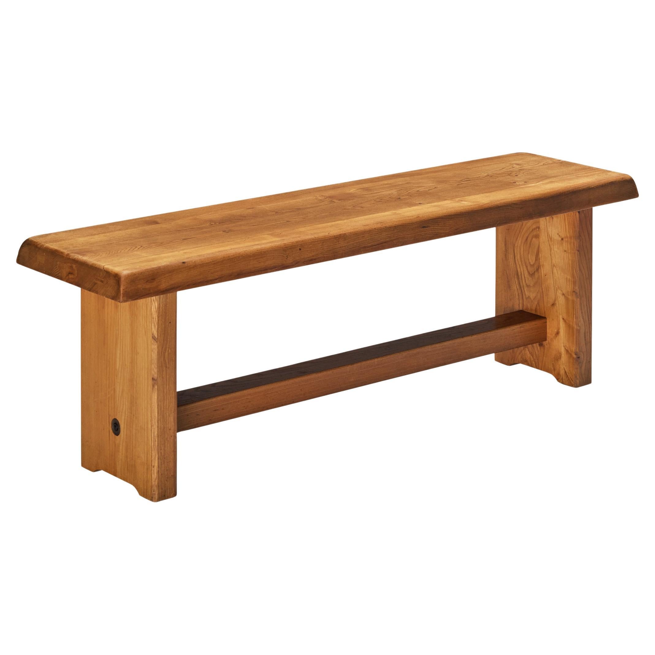 Early Pierre Chapo Bench in Solid Elm For Sale