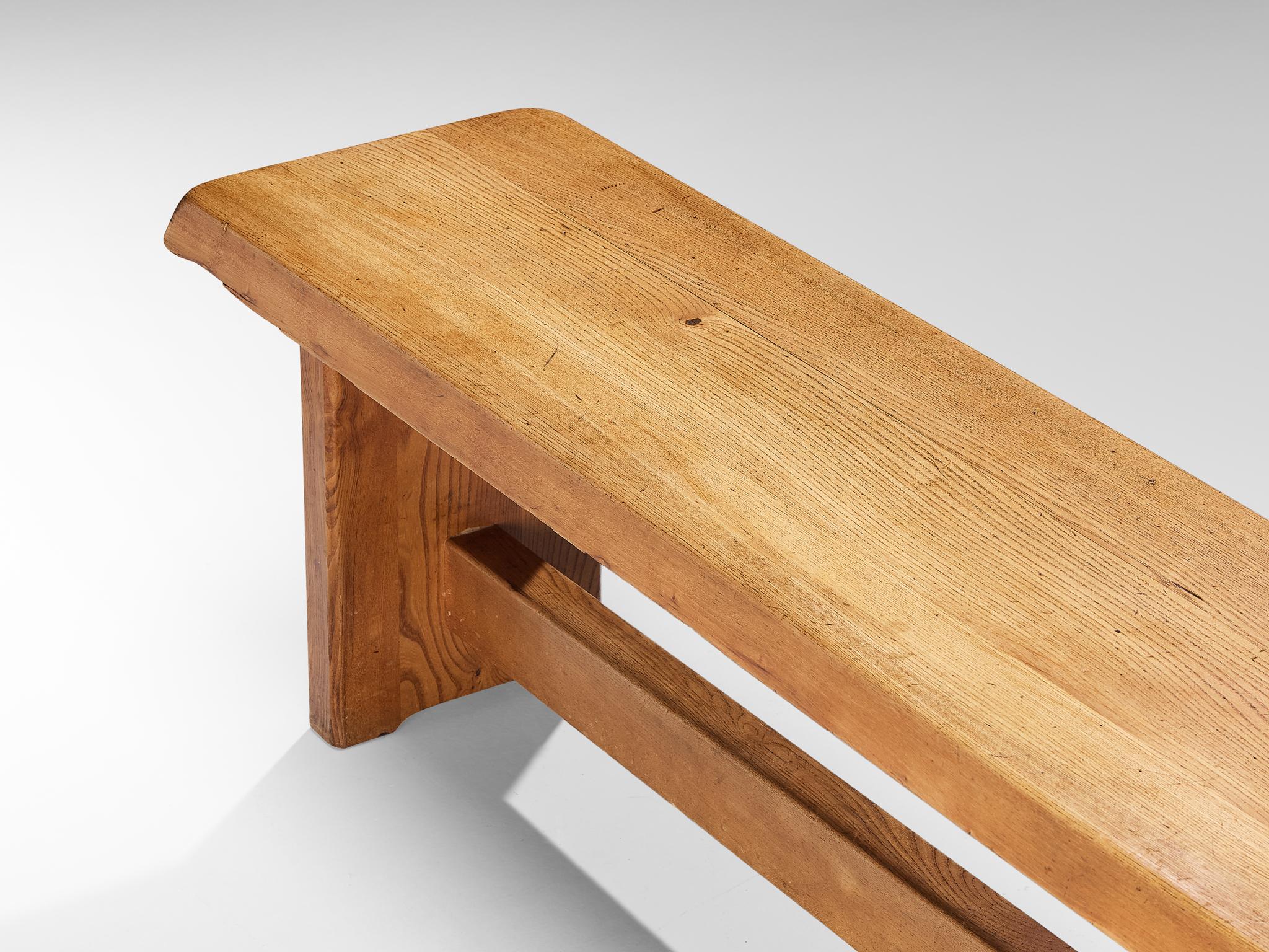 Early Pierre Chapo Bench S14D in Solid Elm In Good Condition For Sale In Waalwijk, NL