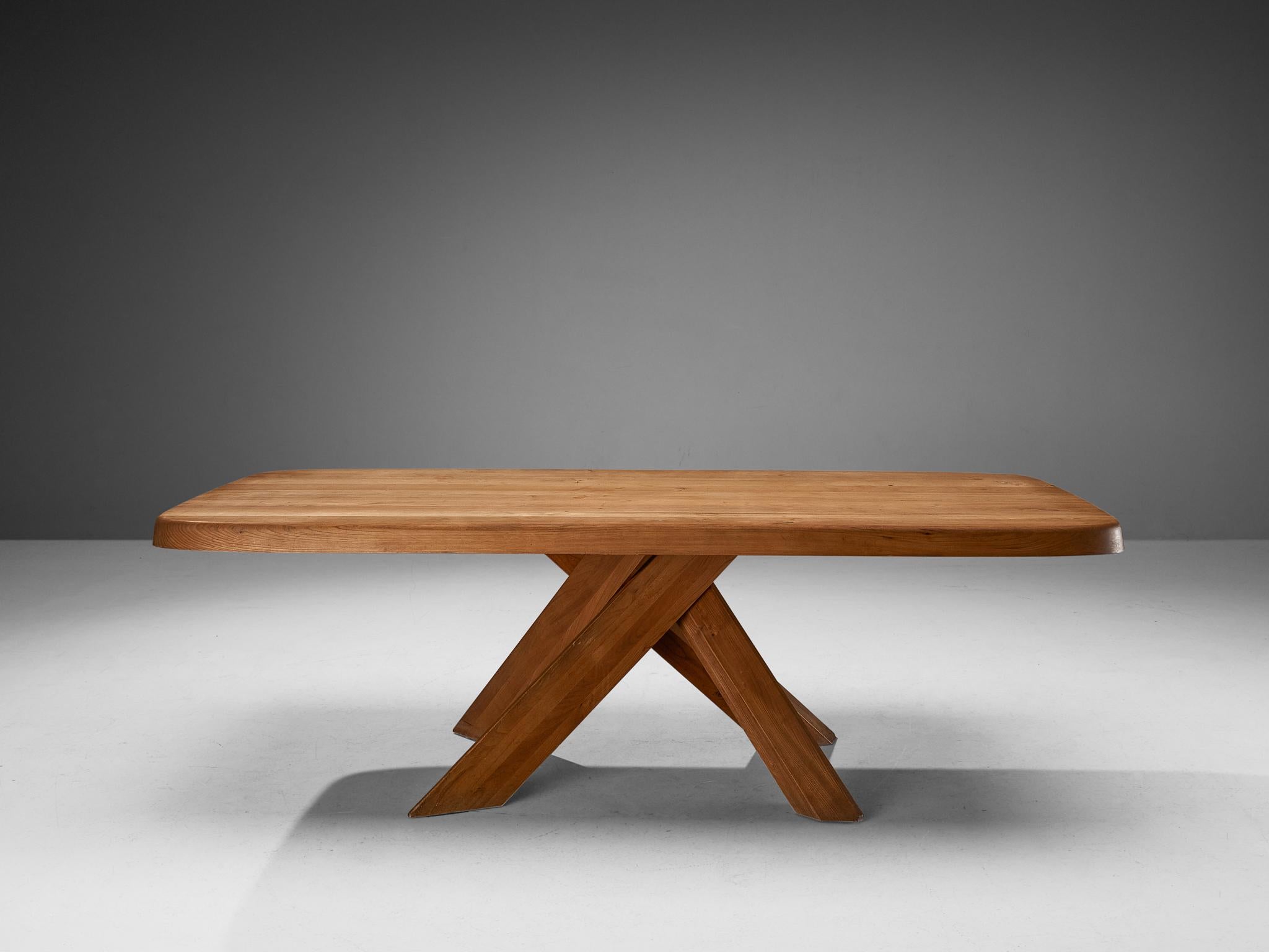 Late 20th Century Early Pierre Chapo Dining Table 'Aban' T35D in Solid Elm  For Sale