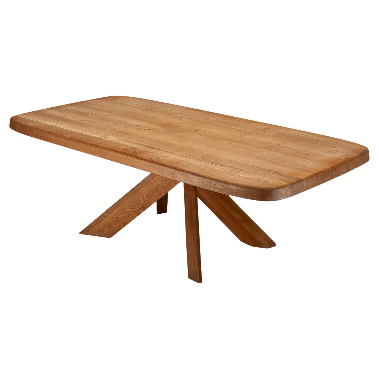 Early Pierre Chapo Dining Table 'Aban' T35D in Solid Elm  For Sale