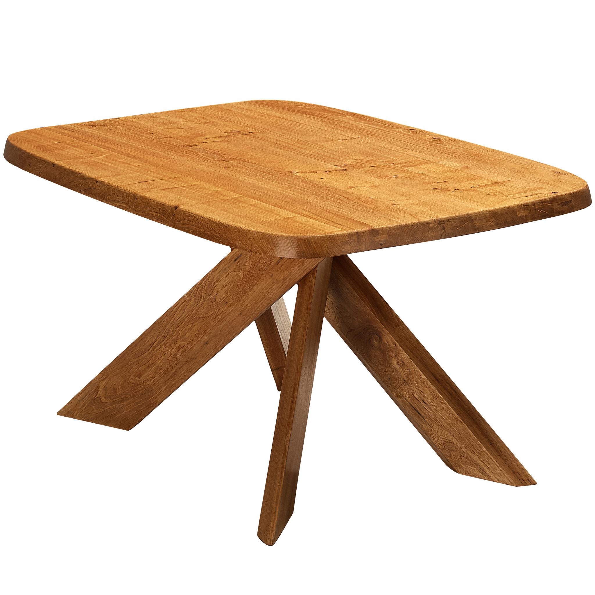 Early Pierre Chapo Dining Table Model 'Aban T35B' in Solid Elm