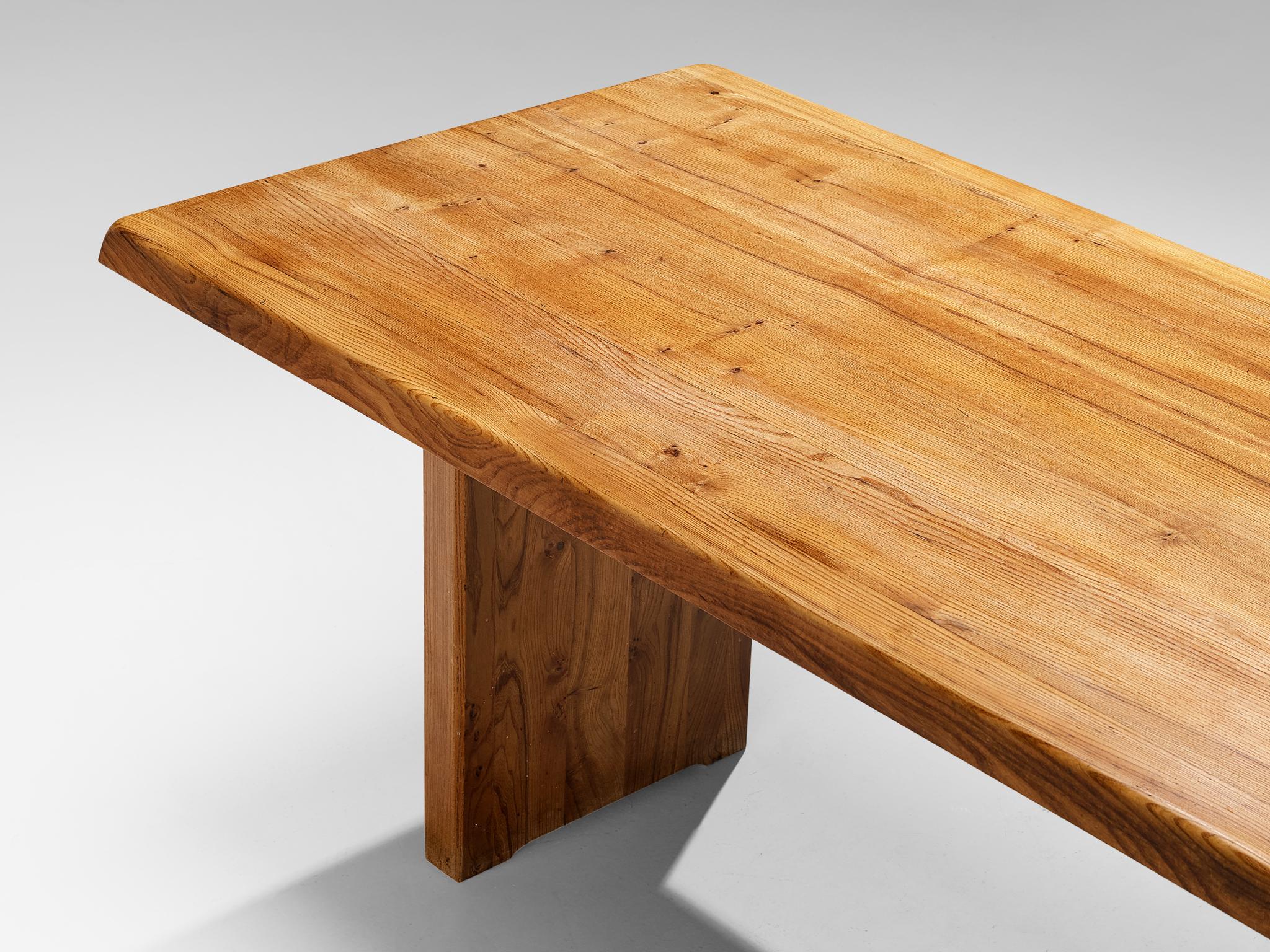 Mid-20th Century Early Pierre Chapo Dining Table Model 'T14D' in Solid Elm 
