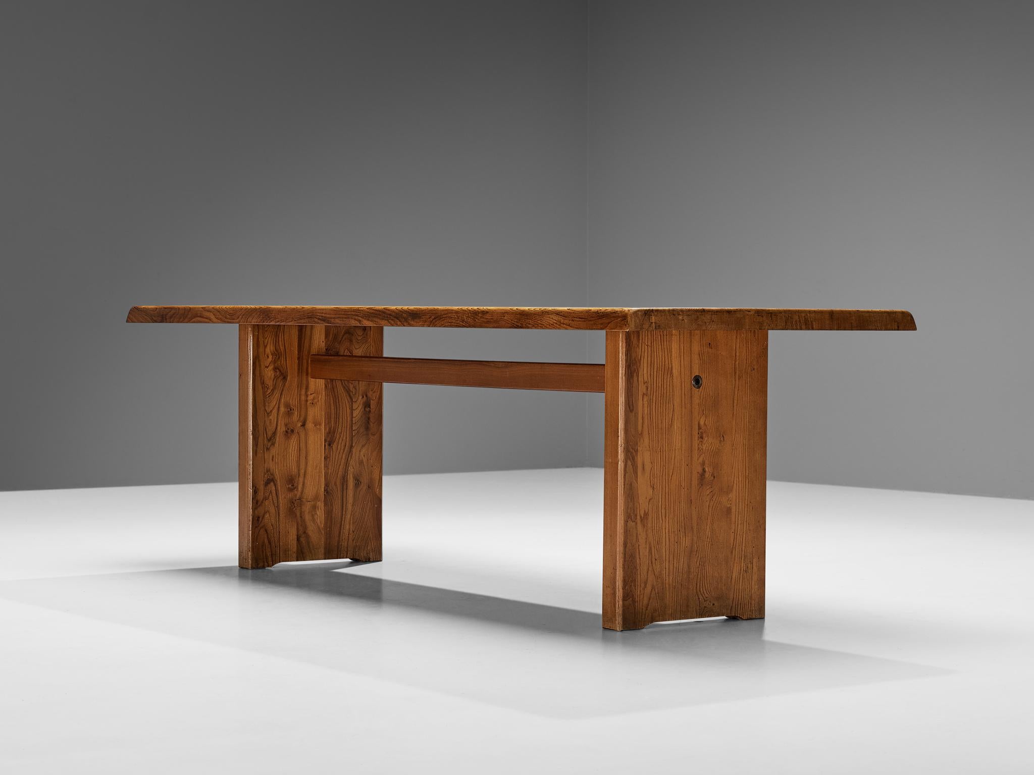 Early Pierre Chapo Dining Table Model 'T14D' in Solid Elm  3