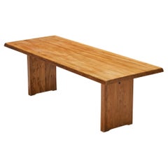 Early Pierre Chapo Dining Table Model 'T14D' in Solid Elm 