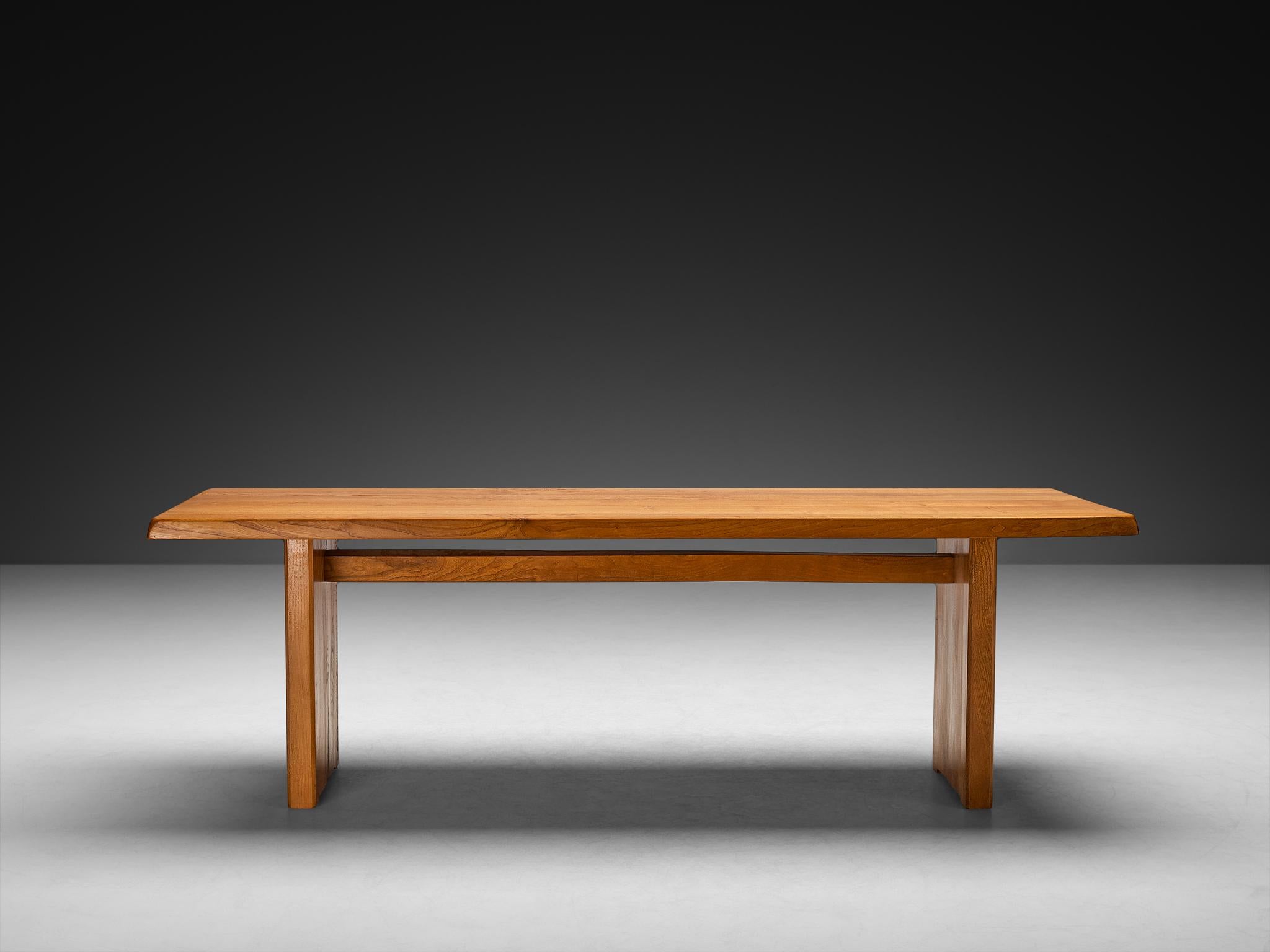 Early Pierre Chapo Dining Table 'T14D' in Solid Elm Francés en venta