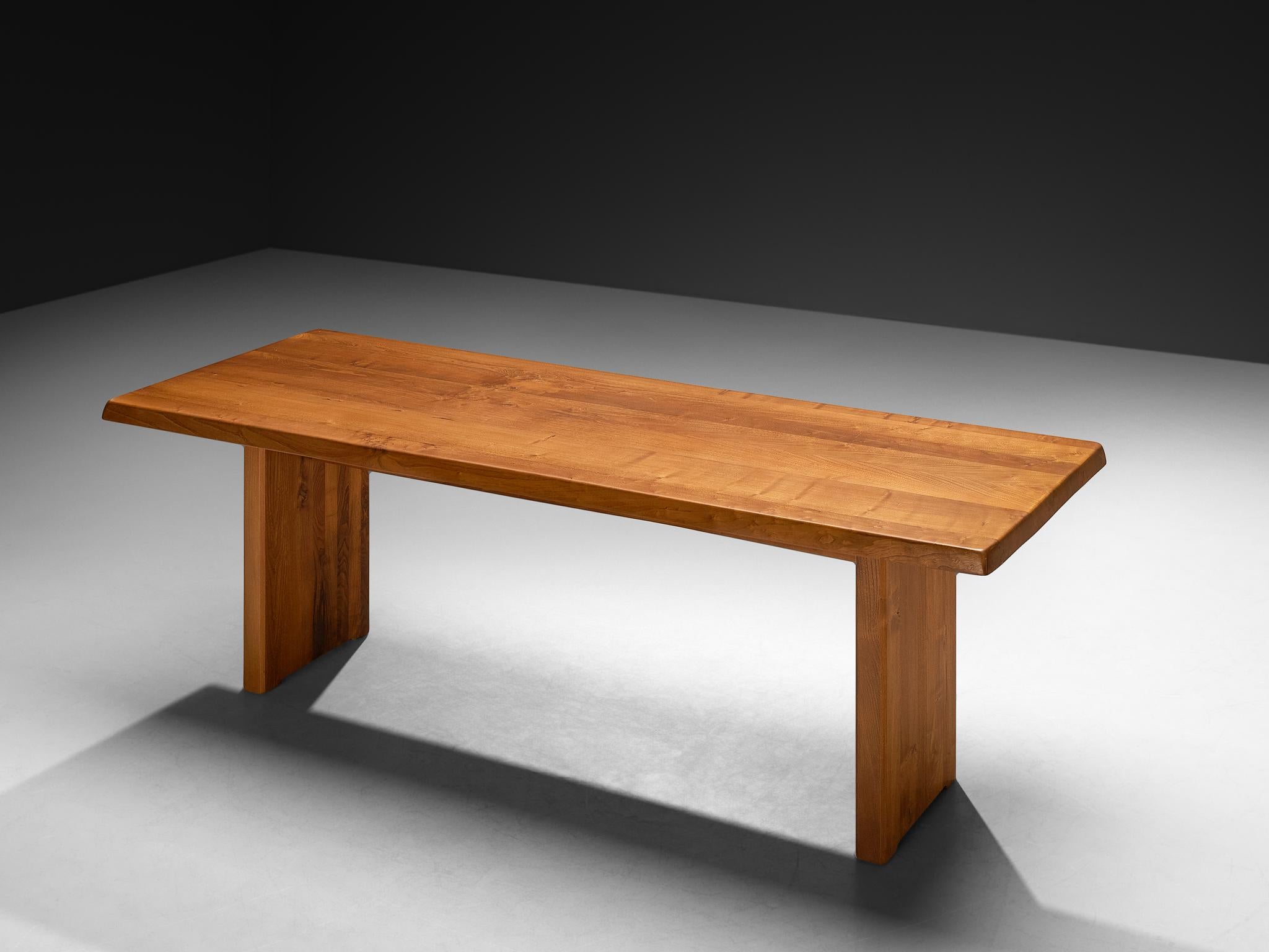 Early Pierre Chapo Dining Table 'T14D' in Solid Elm en Bueno estado para la venta en Waalwijk, NL