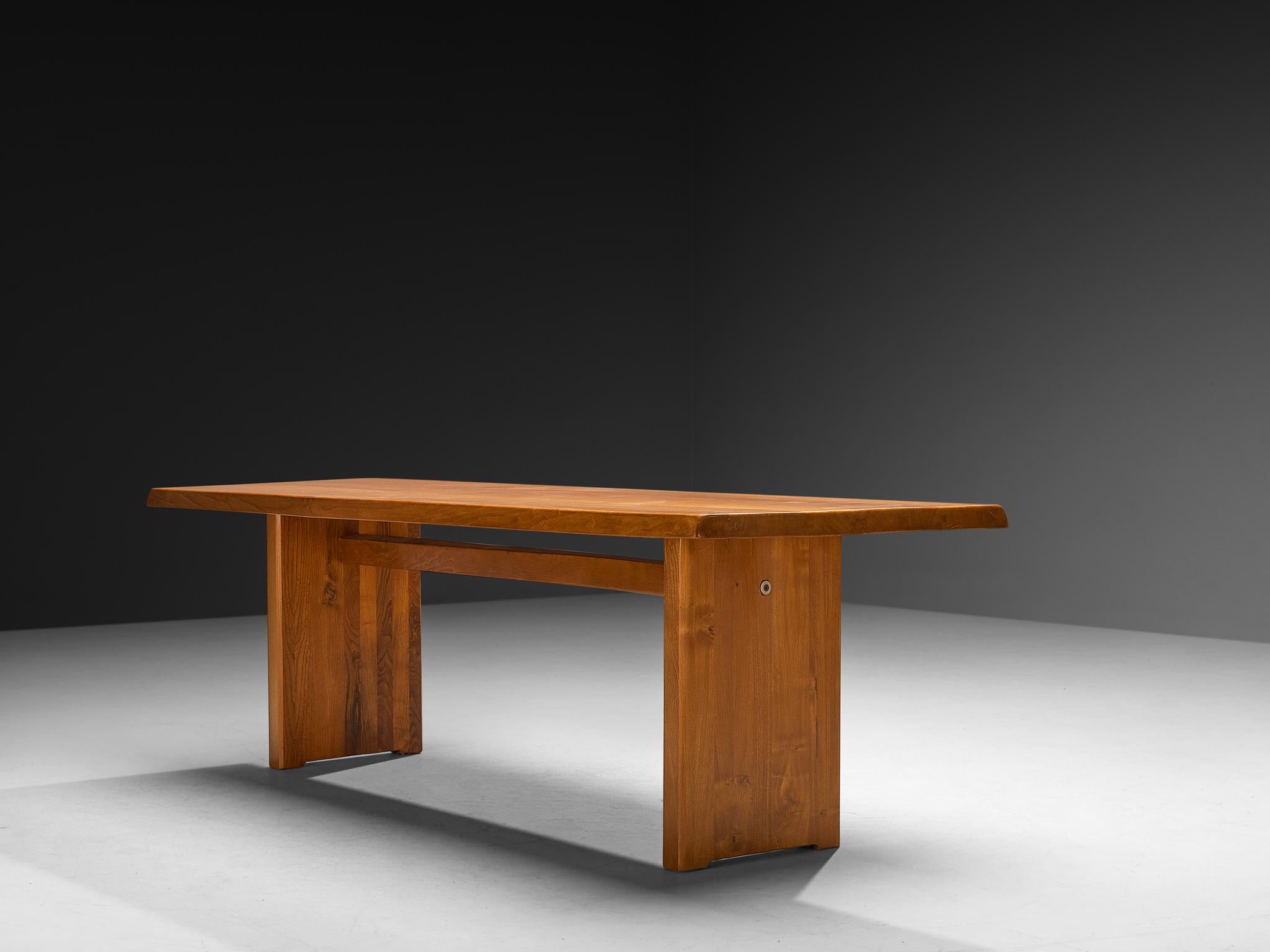 Early Pierre Chapo Dining Table 'T14D' in Solid Elm en venta 2