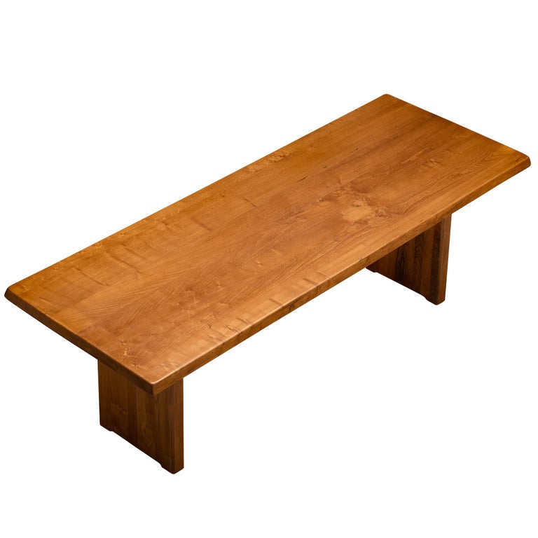 Early Pierre Chapo Dining Table 'T14D' in Solid Elm
