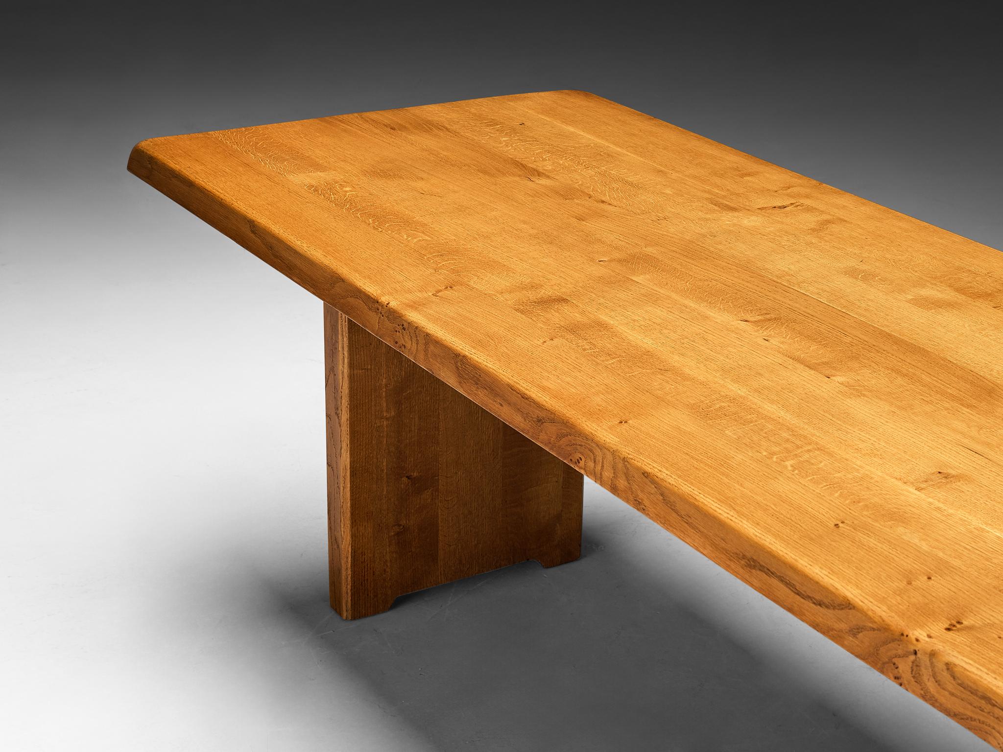 Mid-Century Modern Early Pierre Chapo Dining Table 'T14D' in Solid Oak