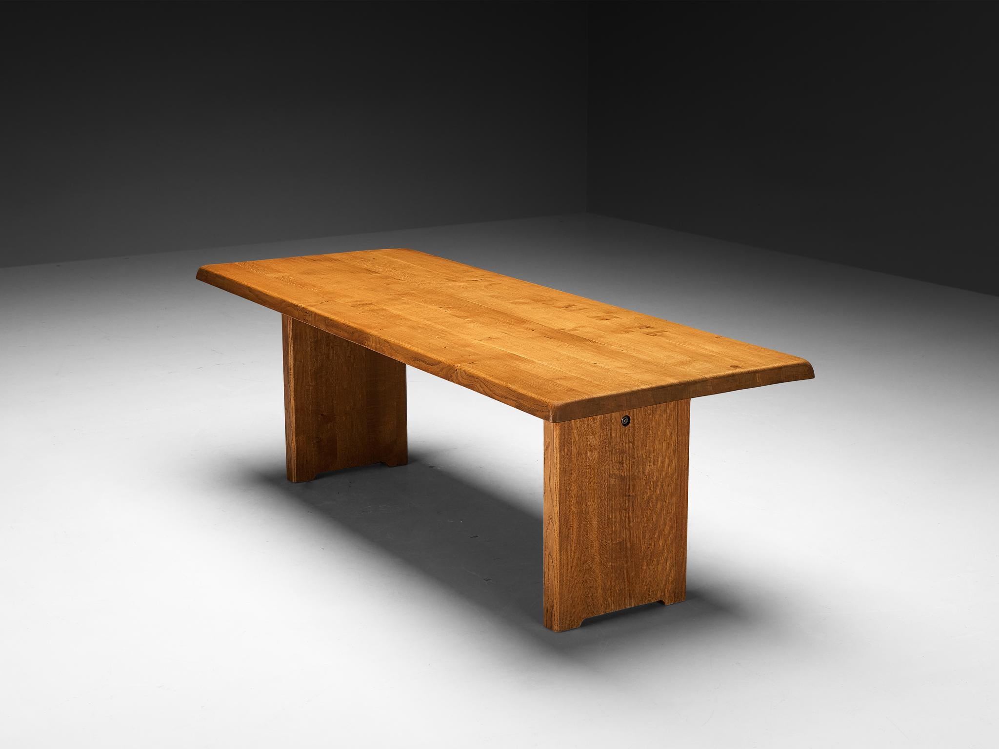 French Early Pierre Chapo Dining Table 'T14D' in Solid Oak