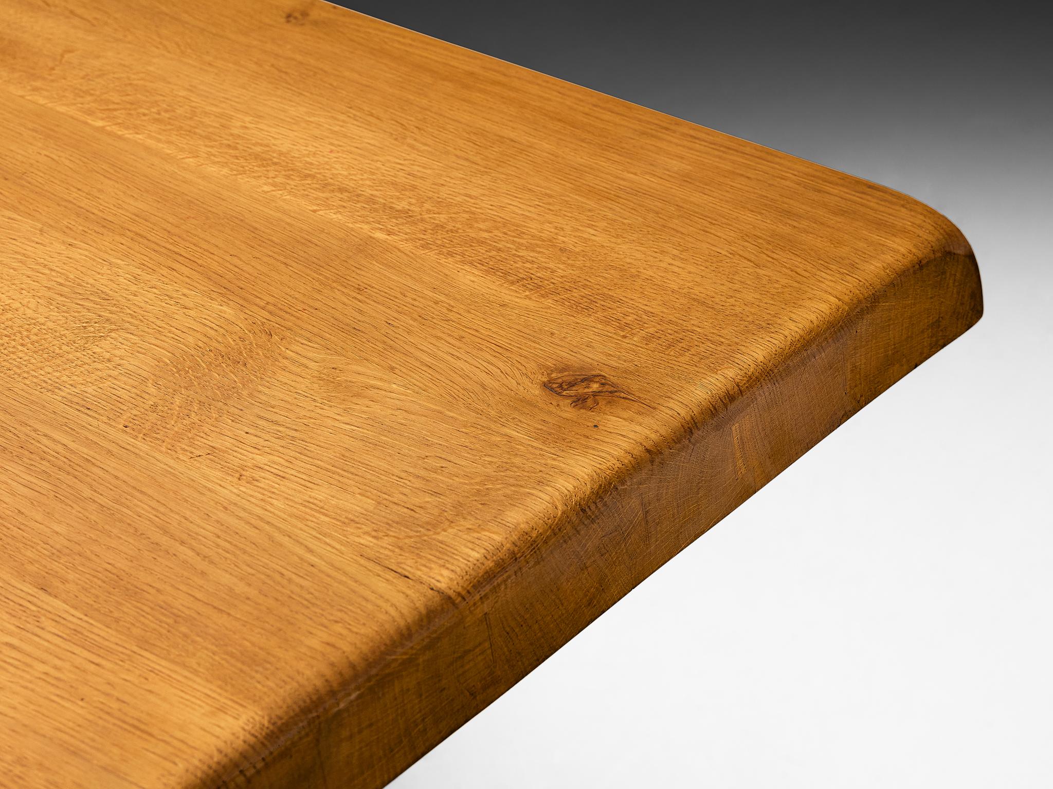 Early Pierre Chapo Dining Table 'T14D' in Solid Oak In Good Condition In Waalwijk, NL