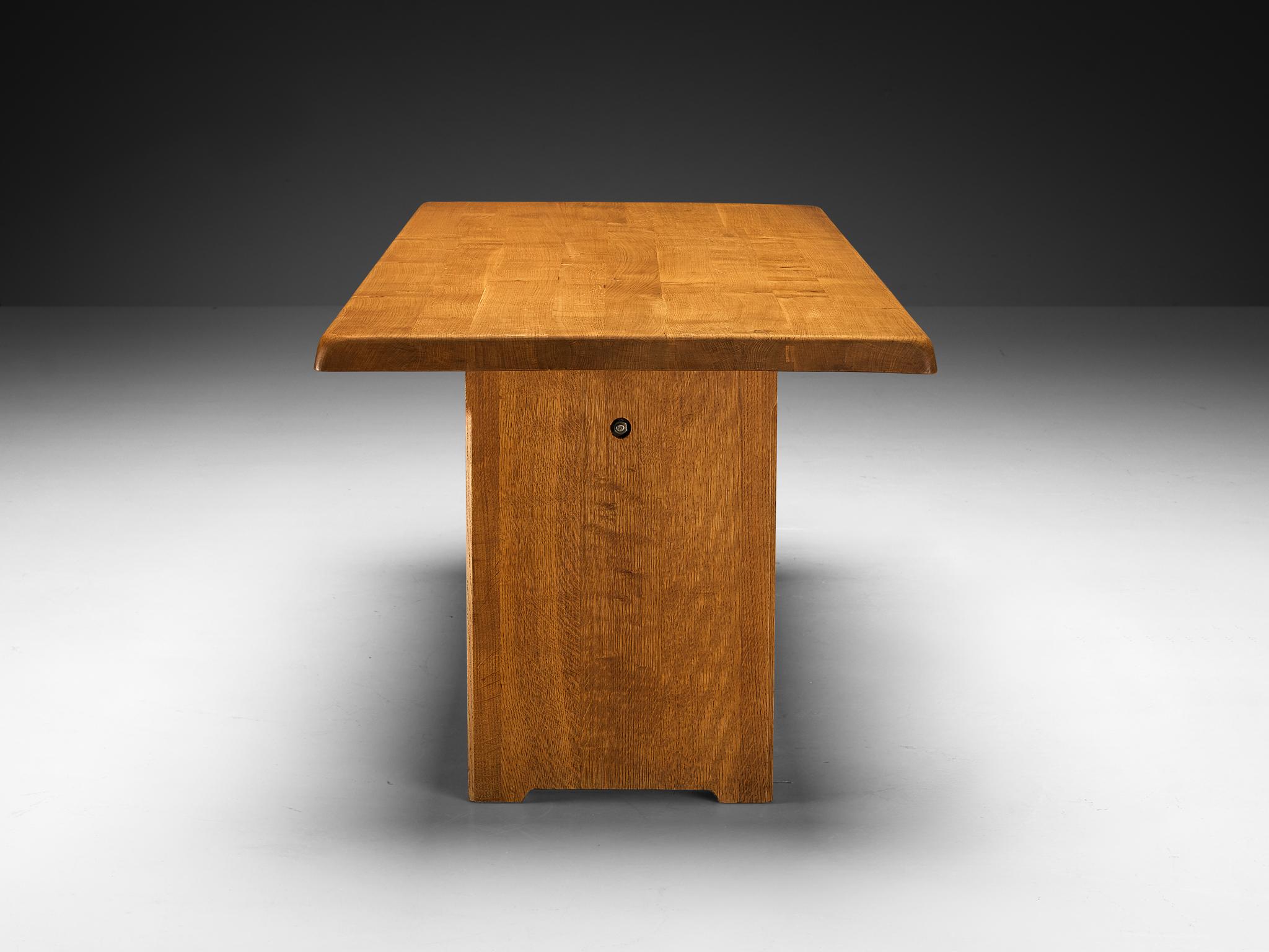 Late 20th Century Early Pierre Chapo Dining Table 'T14D' in Solid Oak