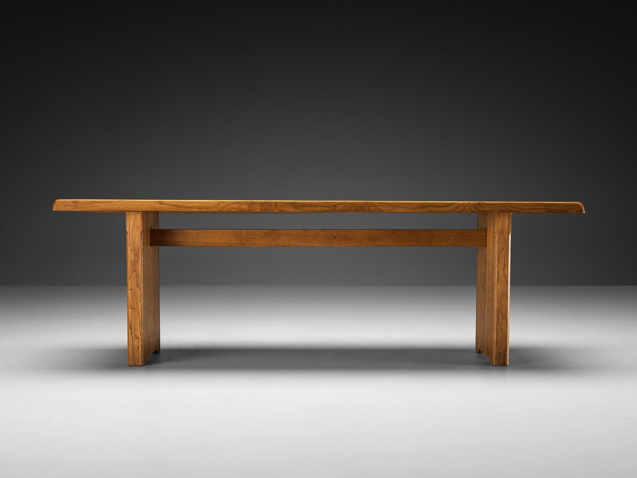 Early Pierre Chapo Dining Table 'T14D' in Solid Oak 2
