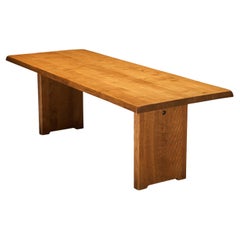 Early Pierre Chapo Dining Table 'T14D' in Solid Oak