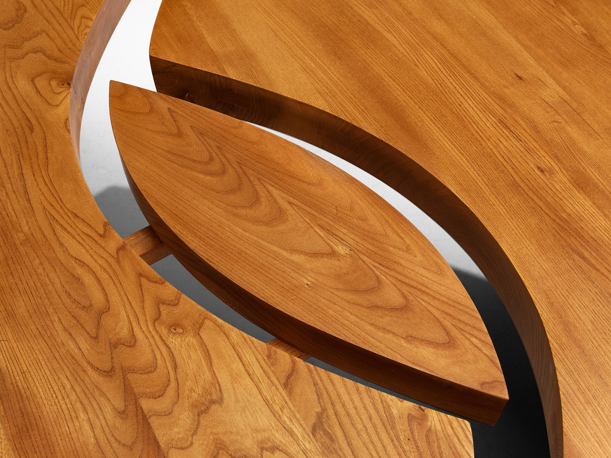 Mid-Century Modern Early Pierre Chapo Large Coffee Table 'L'oeil' in Solid Elm T22C