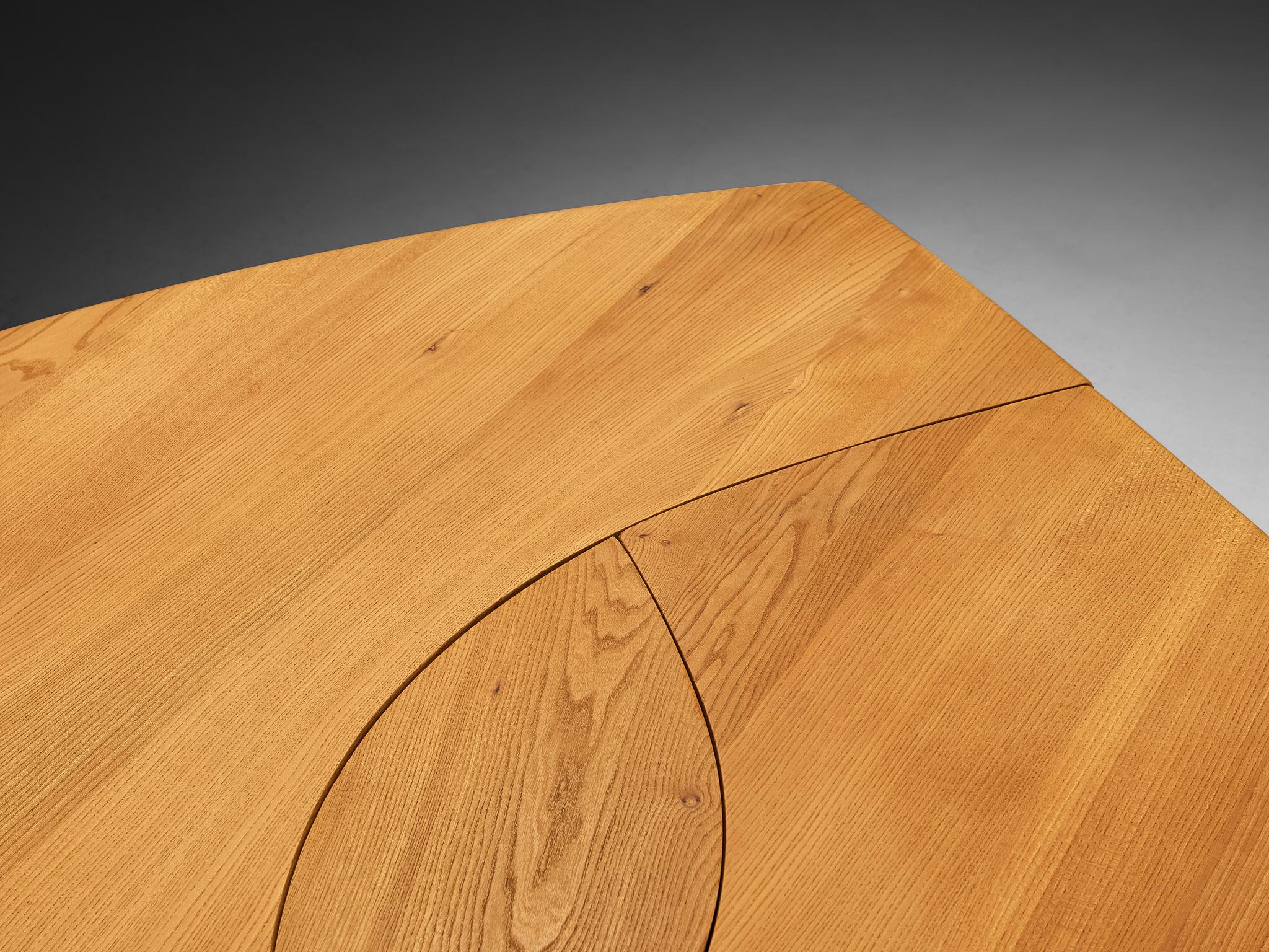 Late 20th Century Early Pierre Chapo Large Coffee Table 'L'oeil' in Solid Elm T22C For Sale