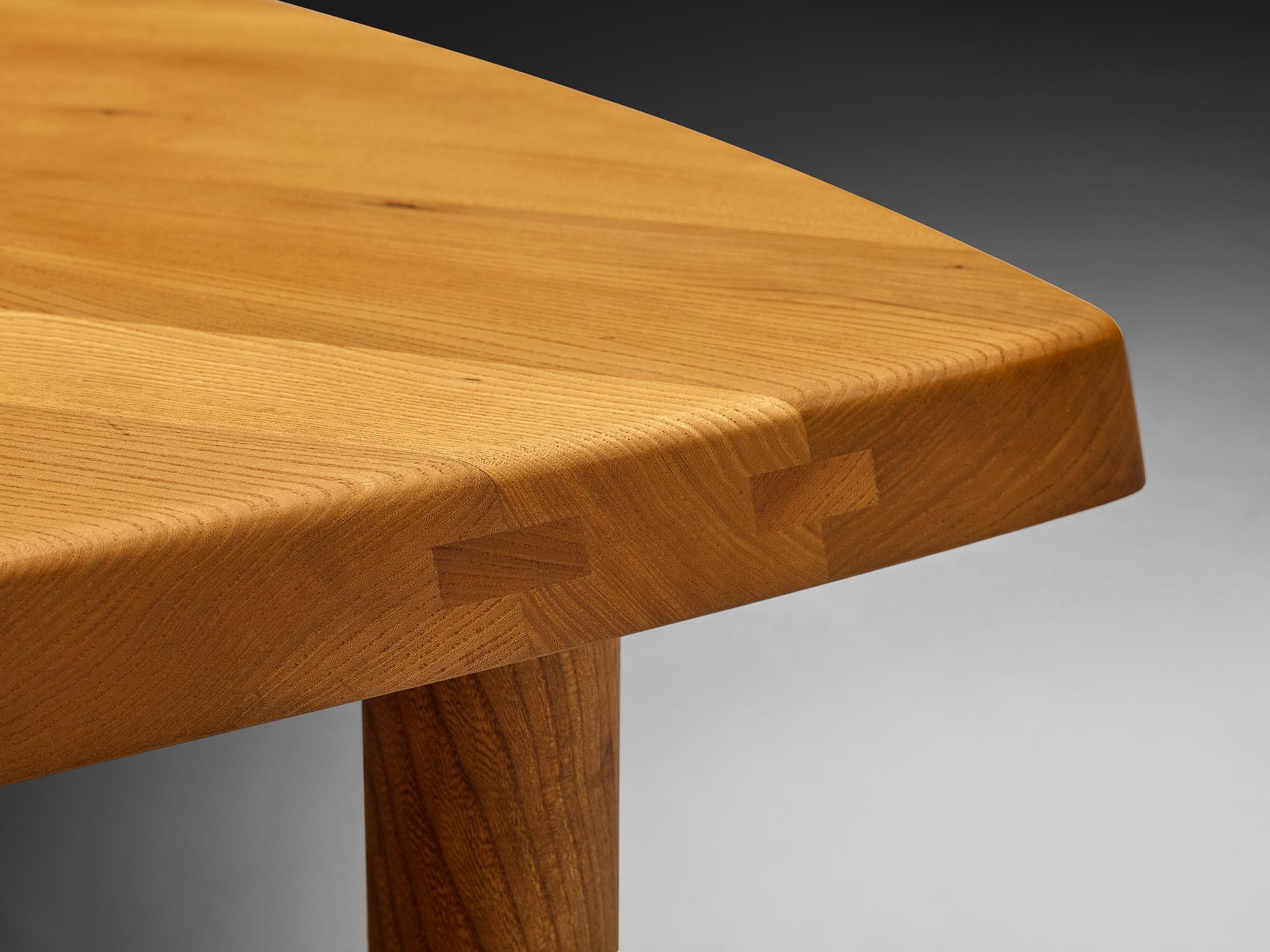 Early Pierre Chapo Large Coffee Table 'L'oeil' in Solid Elm T22C For Sale 2