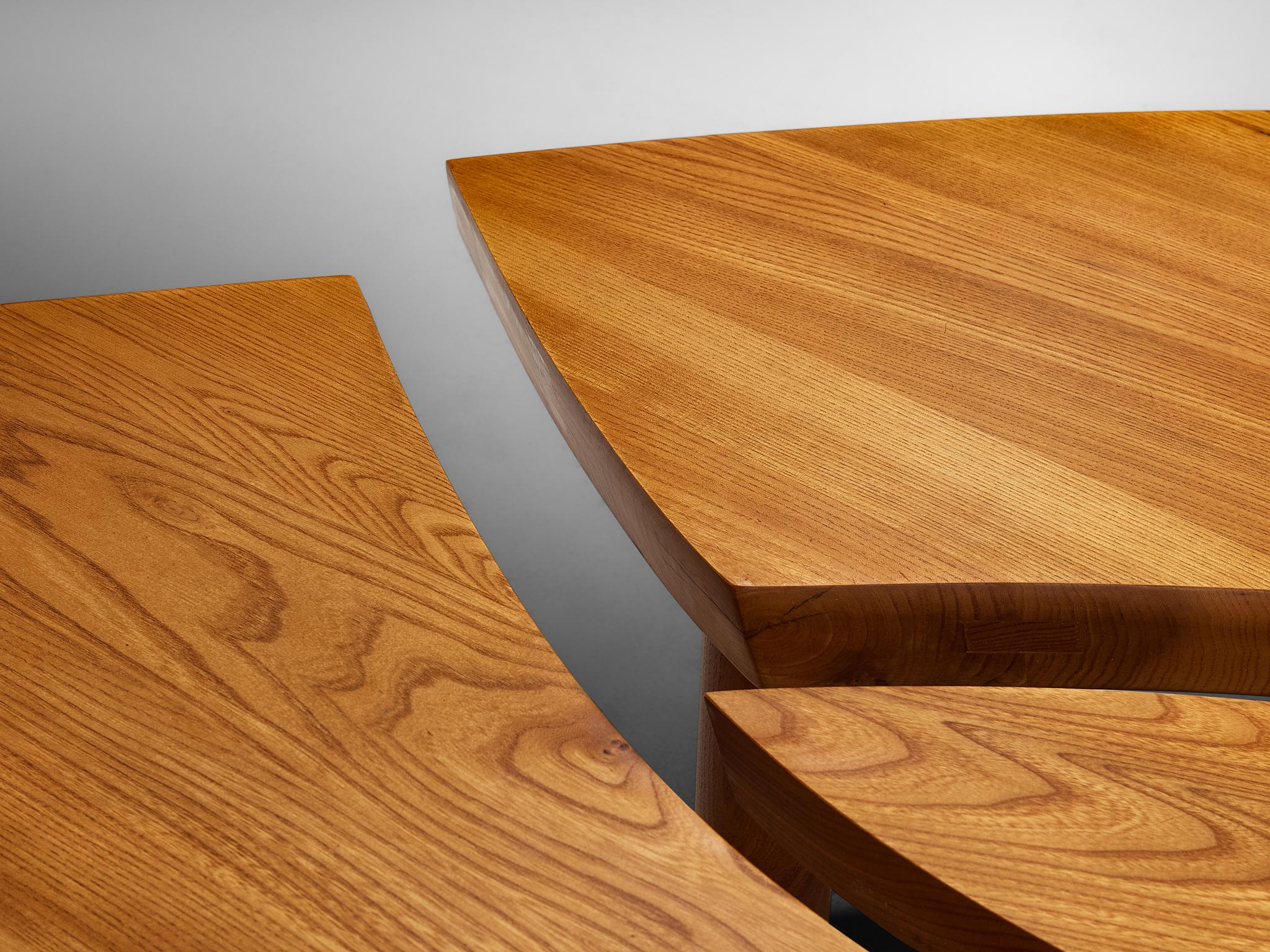 Early Pierre Chapo Large Coffee Table 'L'oeil' in Solid Elm T22C 3