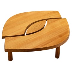 Early Pierre Chapo Large Coffee Table 'L'oeil' in Solid Elm T22C