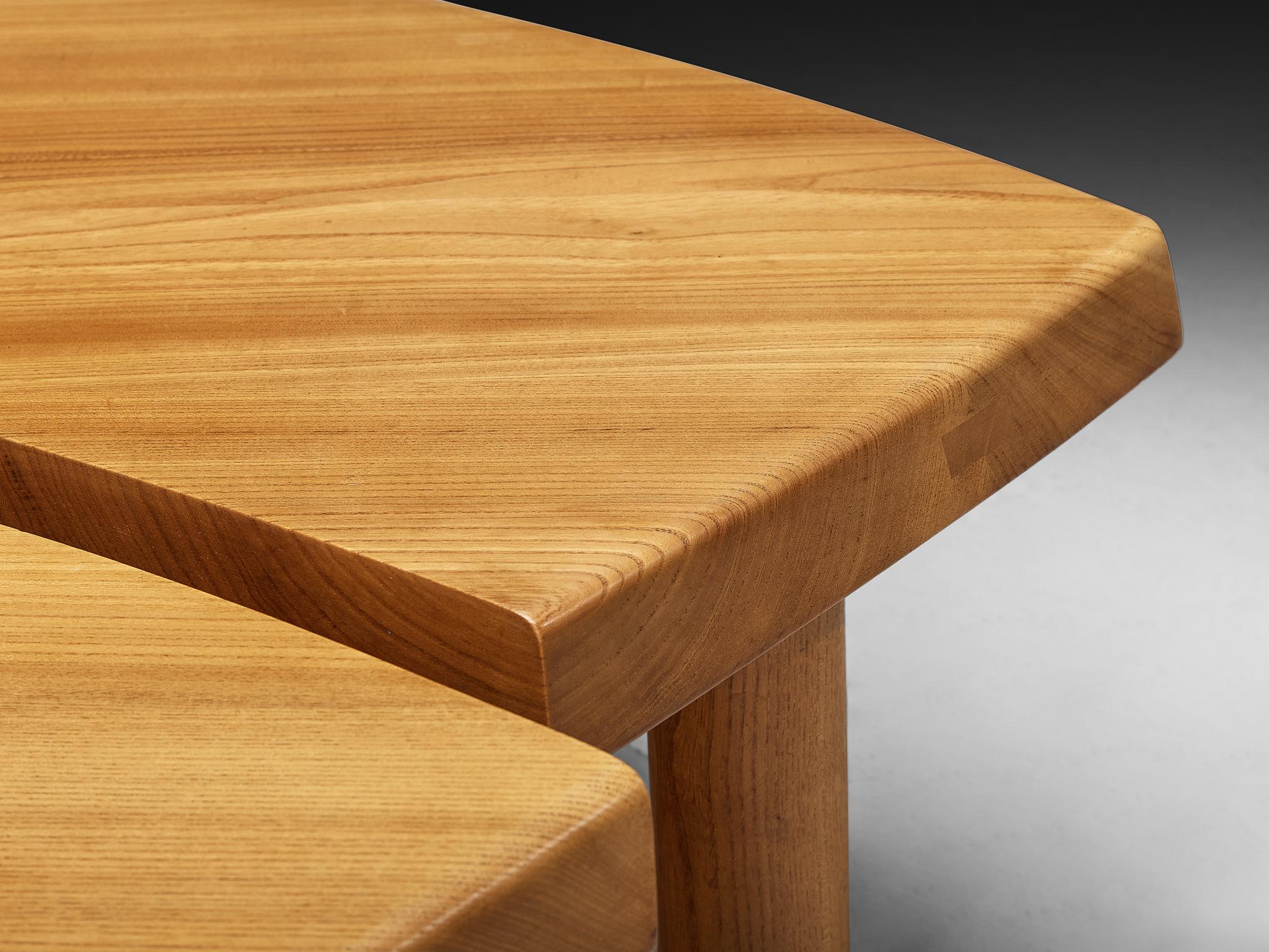 Pierre Chapo grande table basse « L'oeil » en orme massif T22C 3