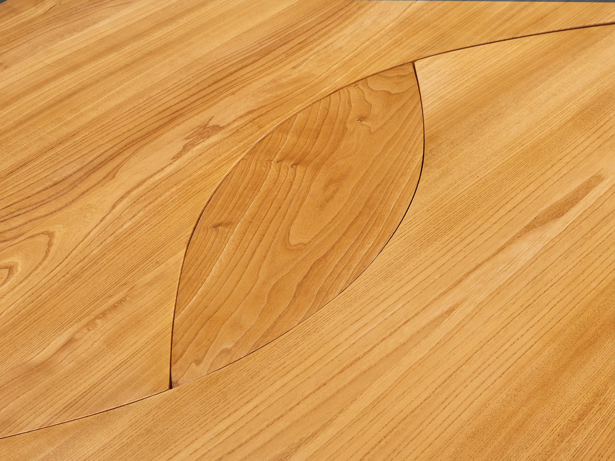 Pierre Chapo grande table basse « L'oeil » en orme massif T22C 5