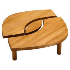 Pierre Chapo grande table basse « L'oeil » en orme massif T22C