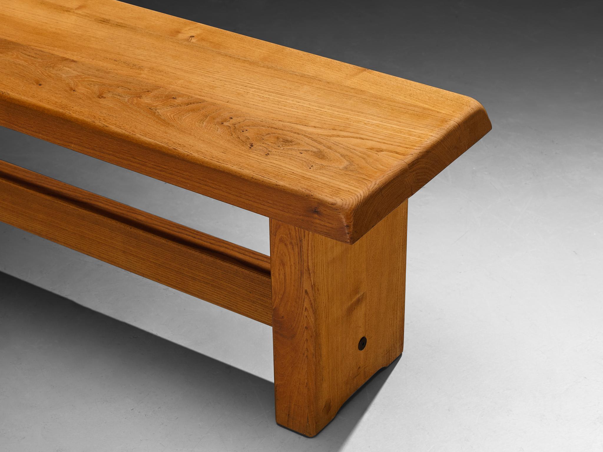 Mid-Century Modern Early Pierre Chapo 'S14B' Bench in Solid Elm