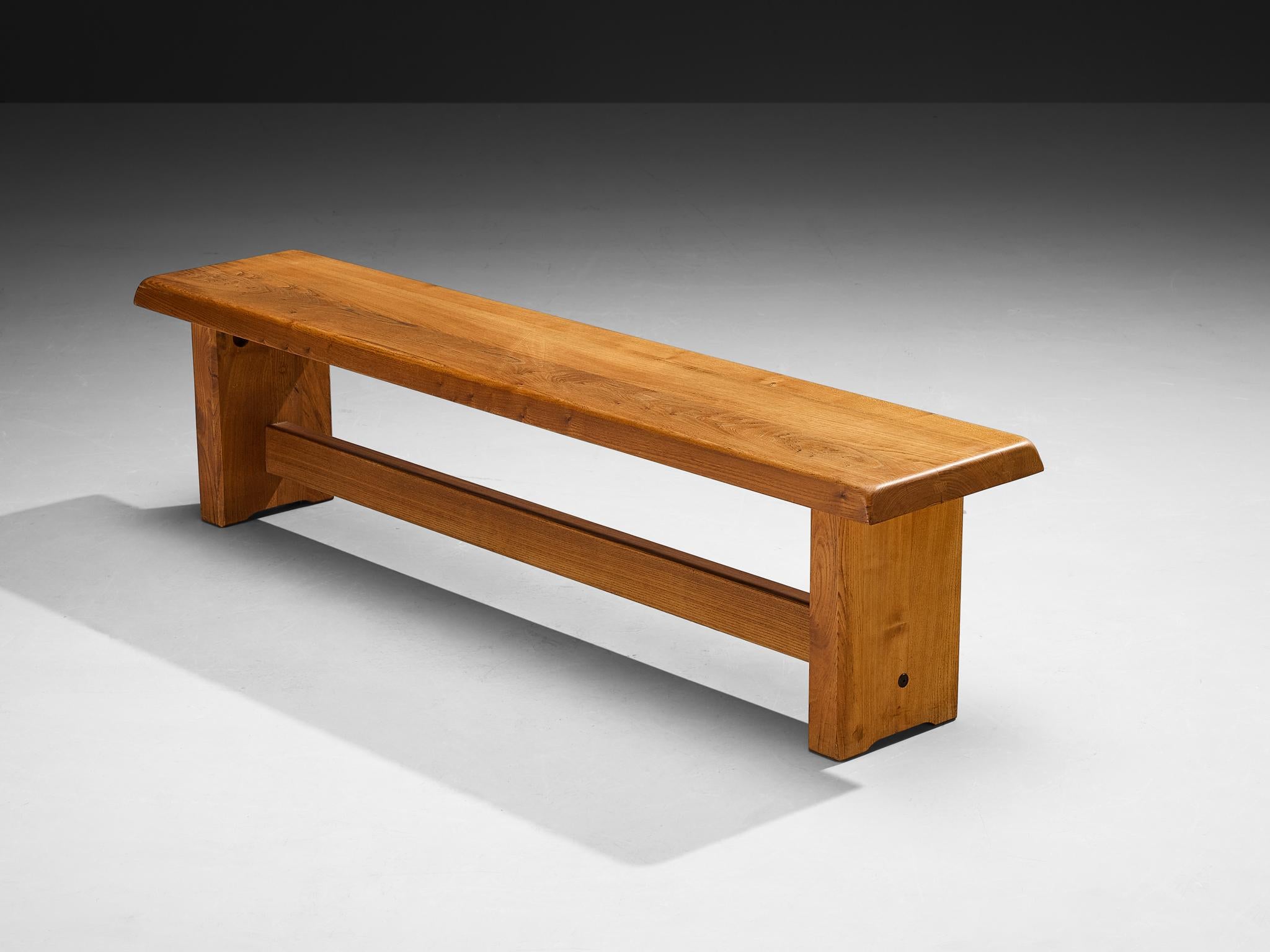 French Early Pierre Chapo 'S14B' Bench in Solid Elm