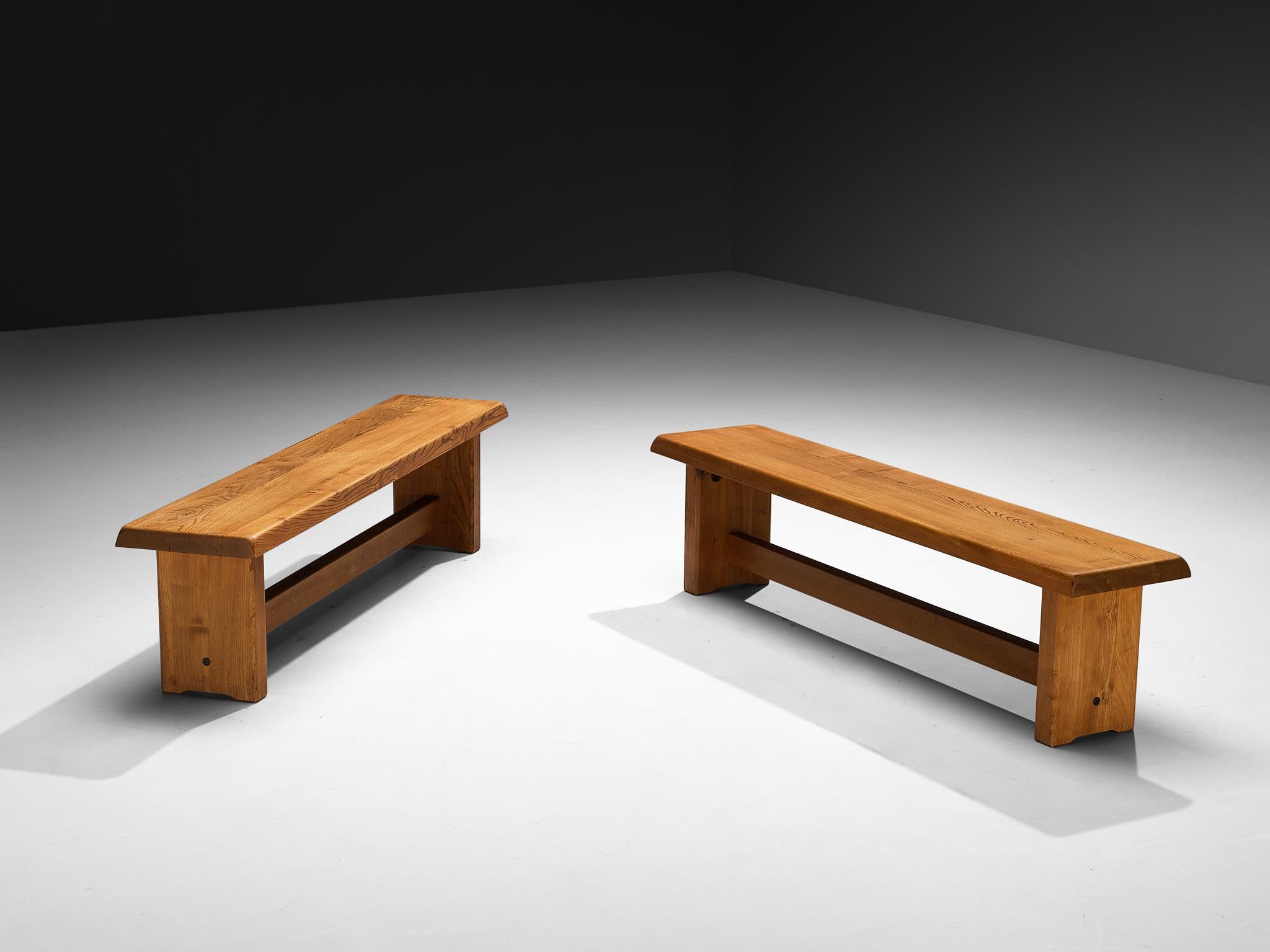 Early Pierre Chapo 'S14B' Benches in Solid Elm 3
