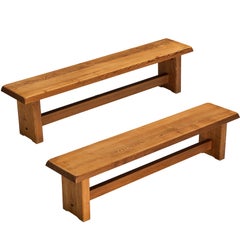 Early Pierre Chapo 'S14B' Benches in Solid Elm