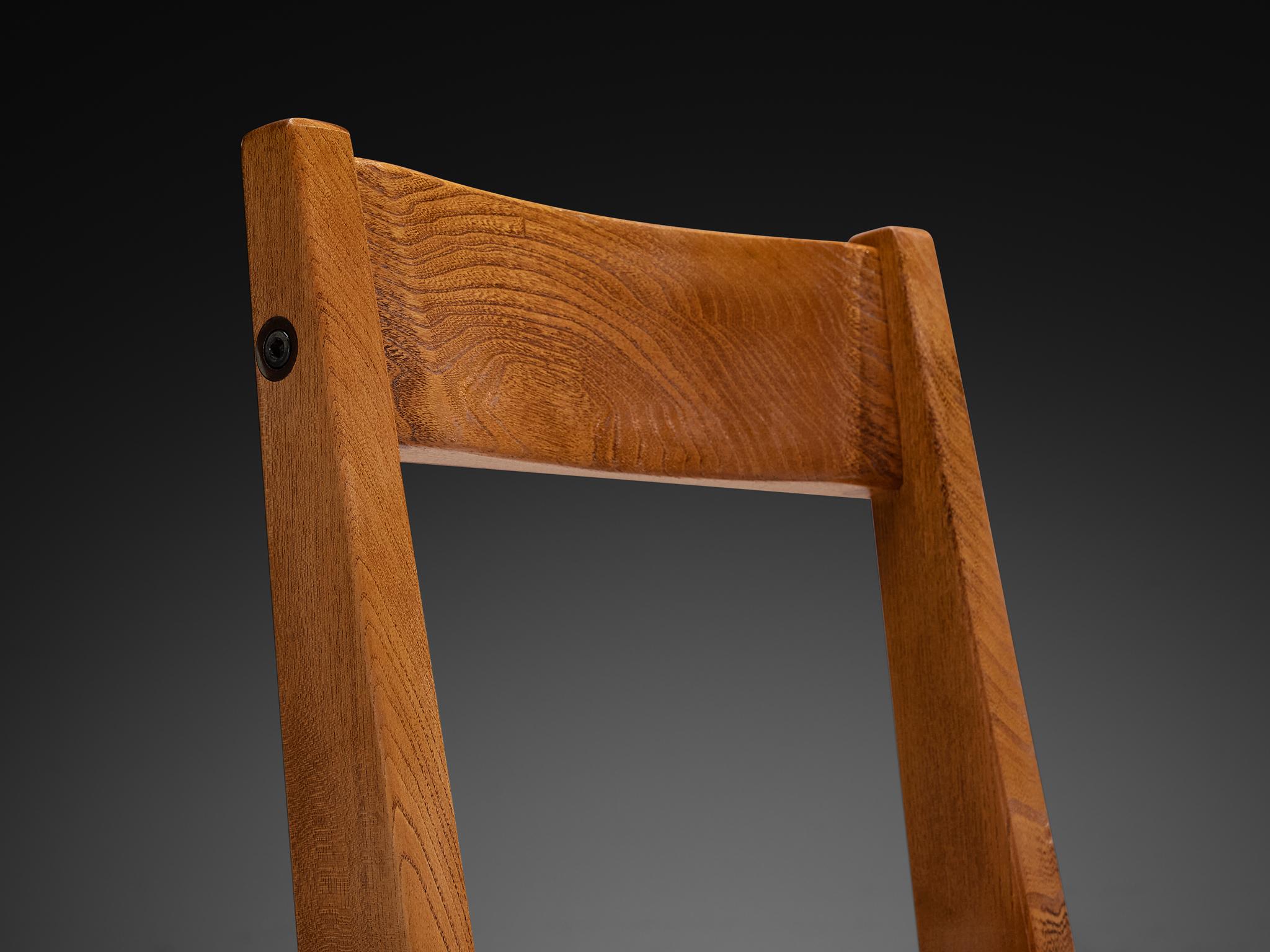 Metà XX secolo Early Pierre Chapo 'S24' Set of Six Dining Chairs in Cognac Leather and Elm in vendita