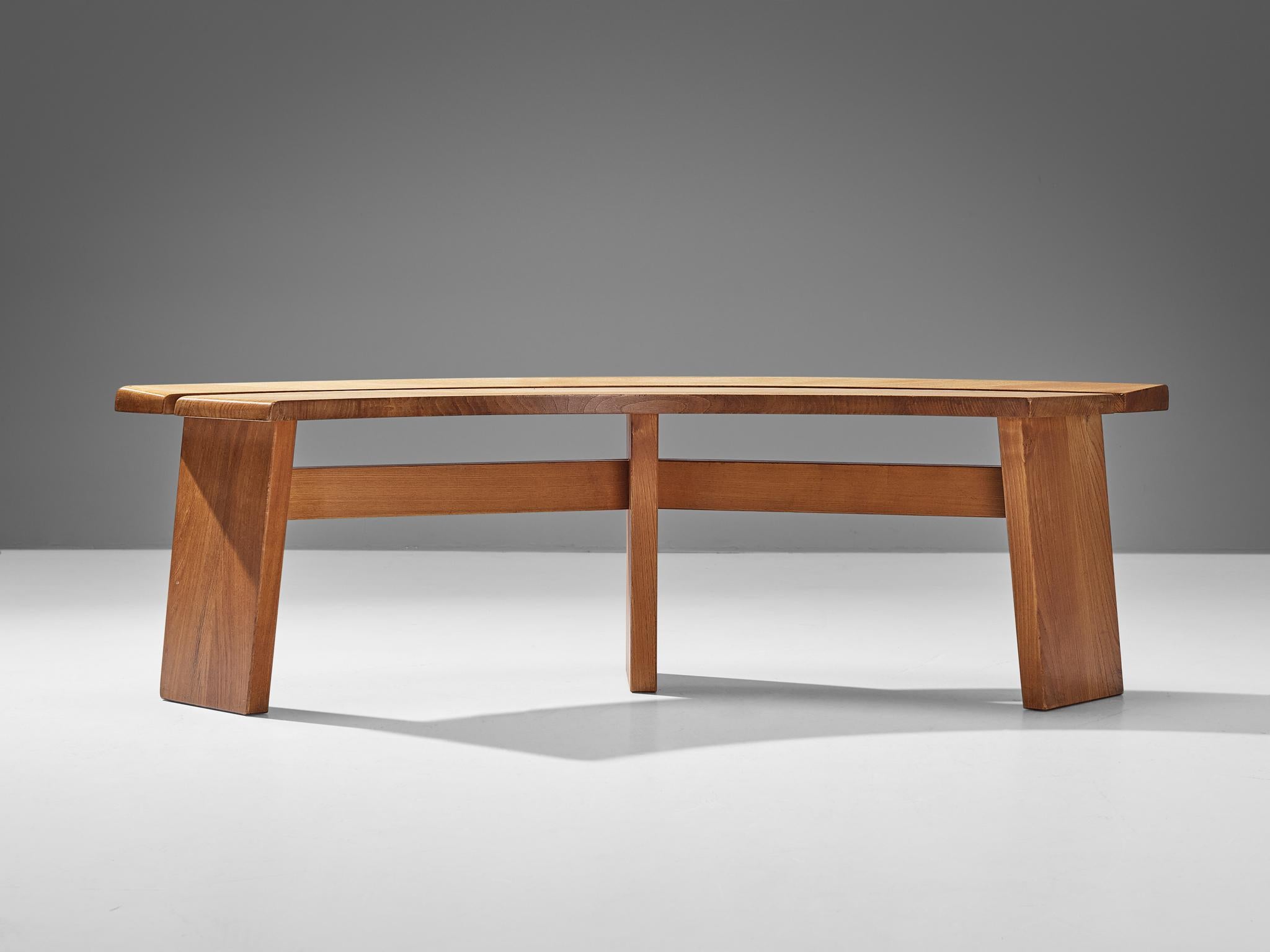 French Early Pierre Chapo 'S38A’ Bench in Solid Elm  For Sale