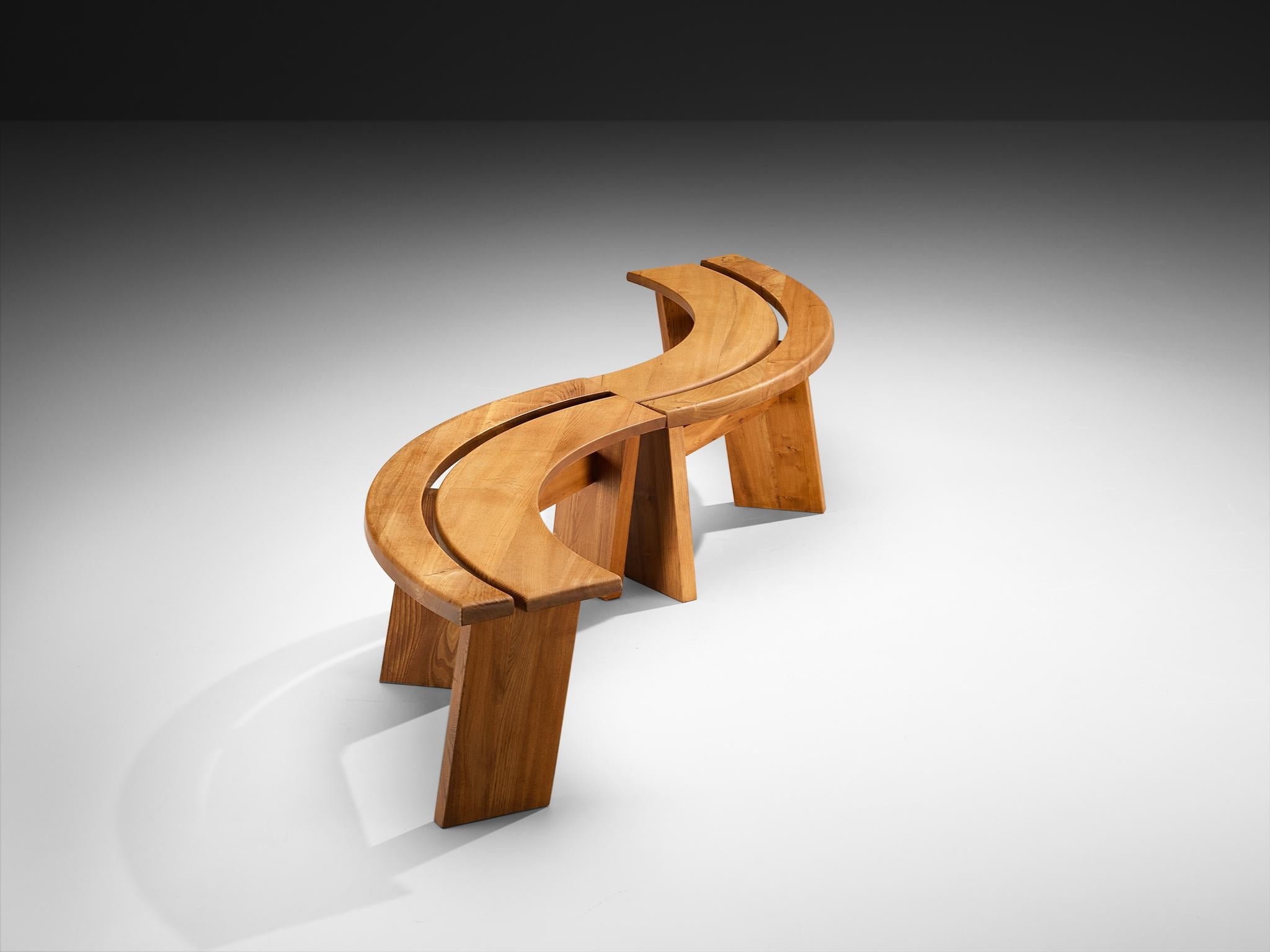 Early Pierre Chapo 'S38A’ Benches in Solid Elm For Sale 4