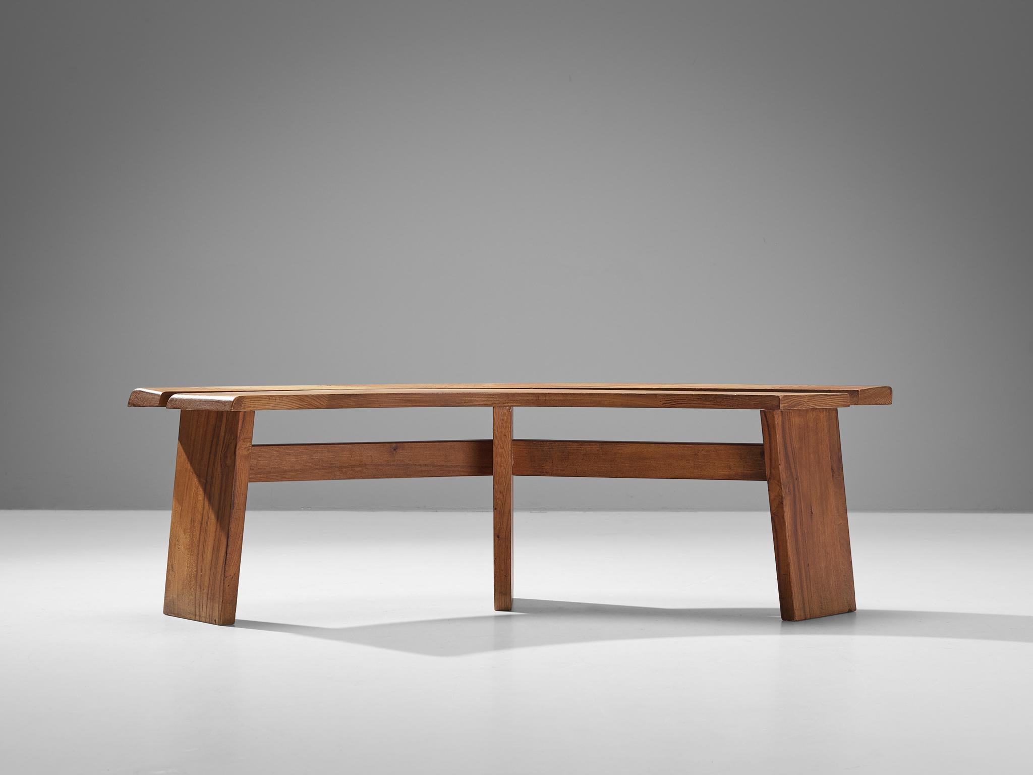 Mid-20th Century Early Pierre Chapo 'S38A’ Benches in Solid Elm