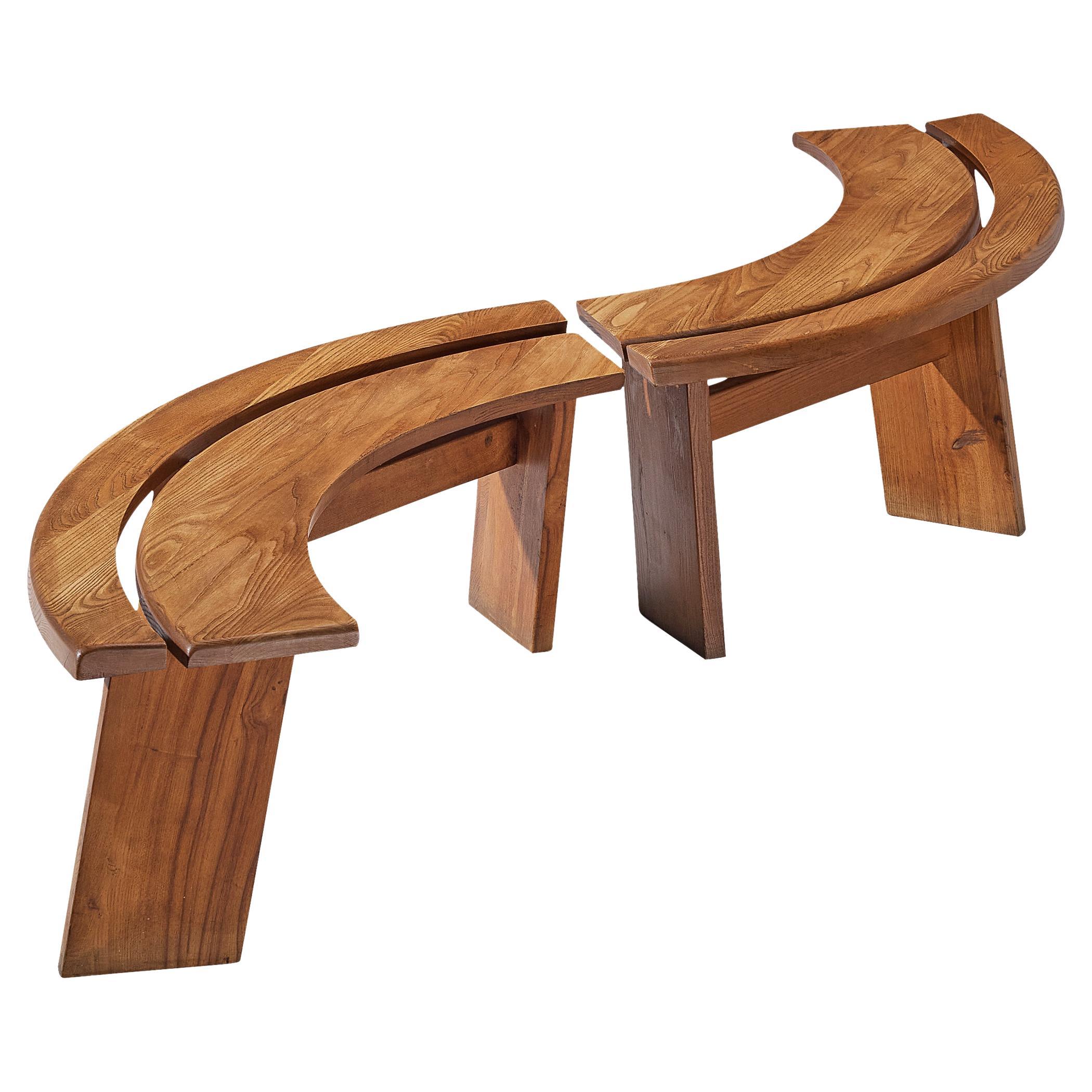 Early Pierre Chapo 'S38A’ Benches in Solid Elm 