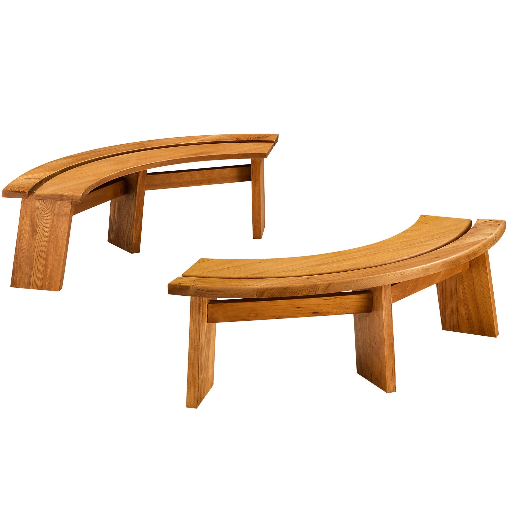 Early Pierre Chapo 
S38A’ Benches in Solid Elm For Sale