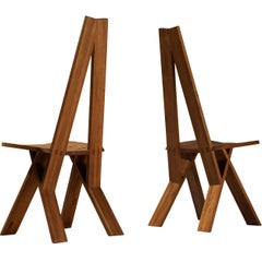 Early Pierre Chapo 'S45' Dining Chairs in Solid Elm