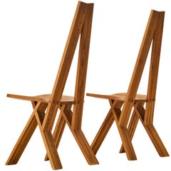 Early Pierre Chapo 'S45' Dining Chairs in Solid Elm