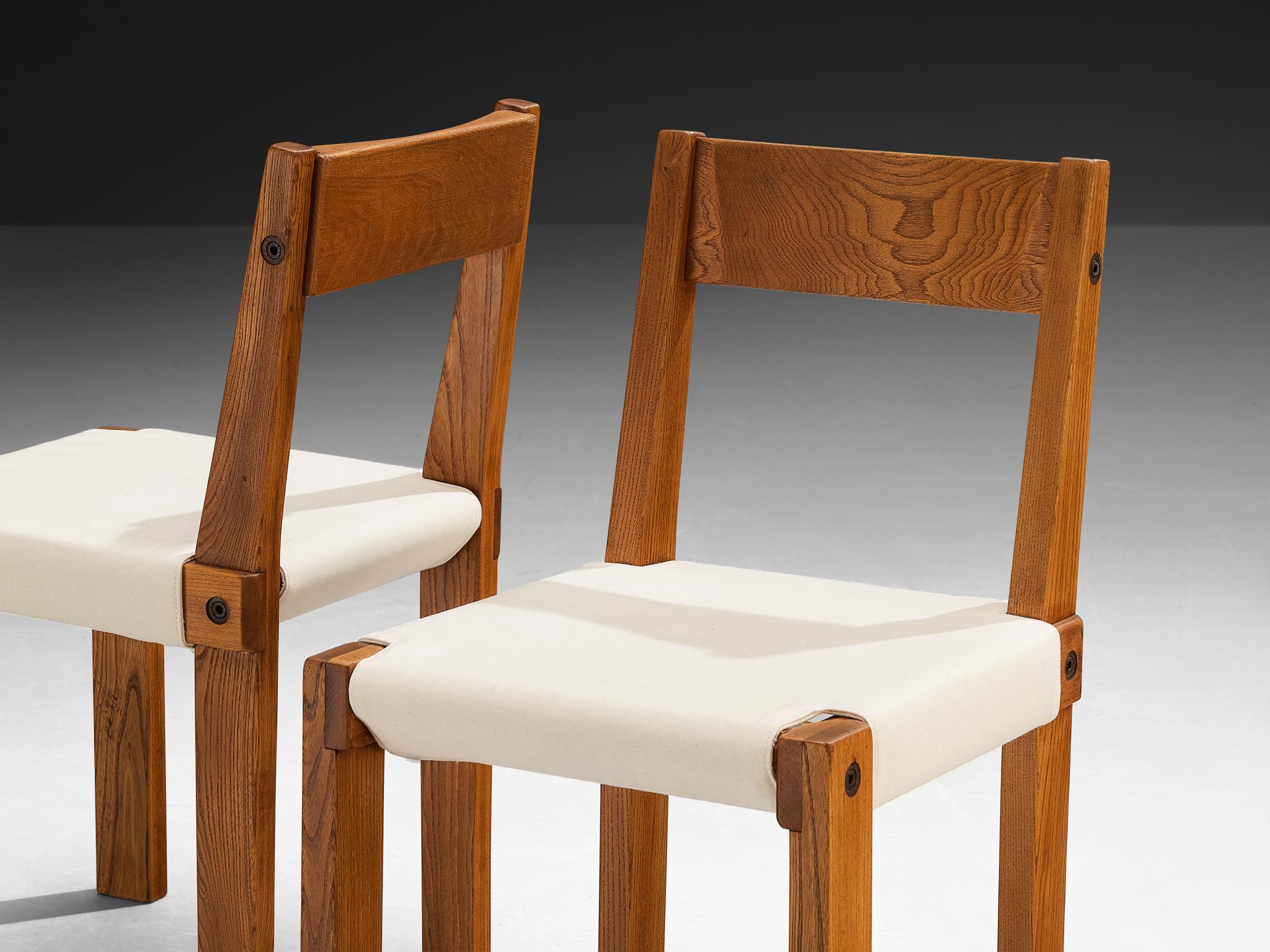 Ancien Pierre Chapo Ensemble de dix chaises de salle à manger S24 avec table de salle à manger T14D Orme 1