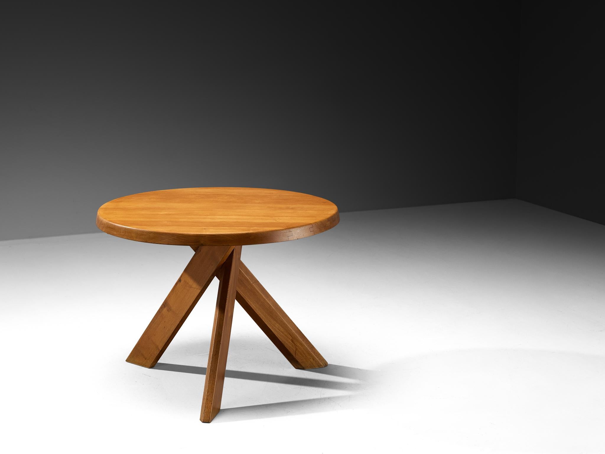 Late 20th Century Early Pierre Chapo 'Sfax' T 21 A Dining Table in Solid Elm
