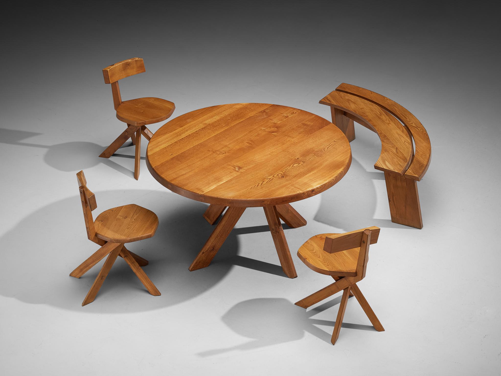 Early Pierre Chapo 'Sfax' T21 B Dining Table in Solid Elm 4