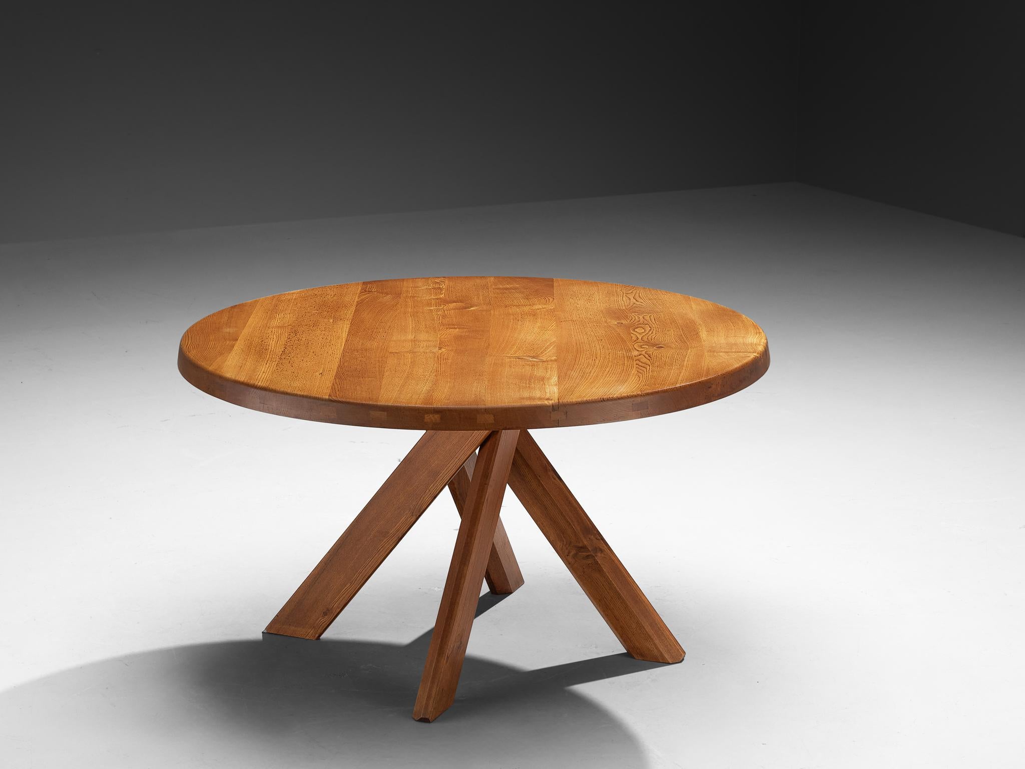 Pierre Chapo, dining table model 'T21 B', elm, France, 1970s

This table is one of the early editions designed by Pierre Chapo, known for his hallmark use of solid elmwood and a commitment to pure and clean design and construction principles. This