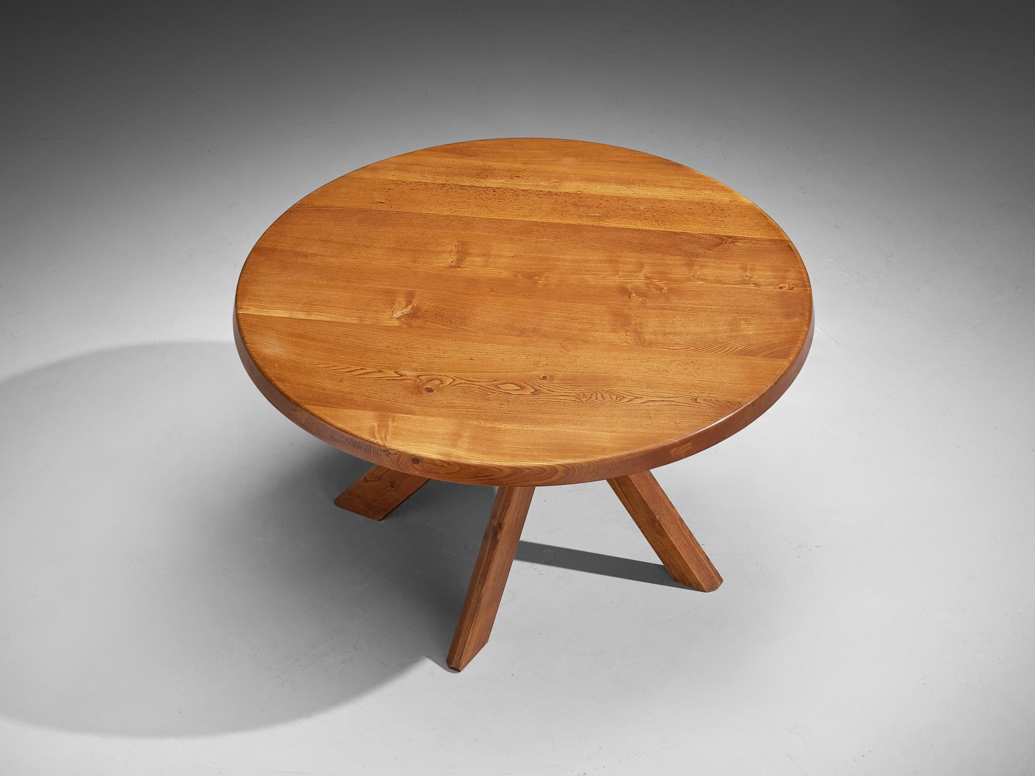 Mid-Century Modern Early Pierre Chapo 'Sfax' T21 B Dining Table in Solid Elm