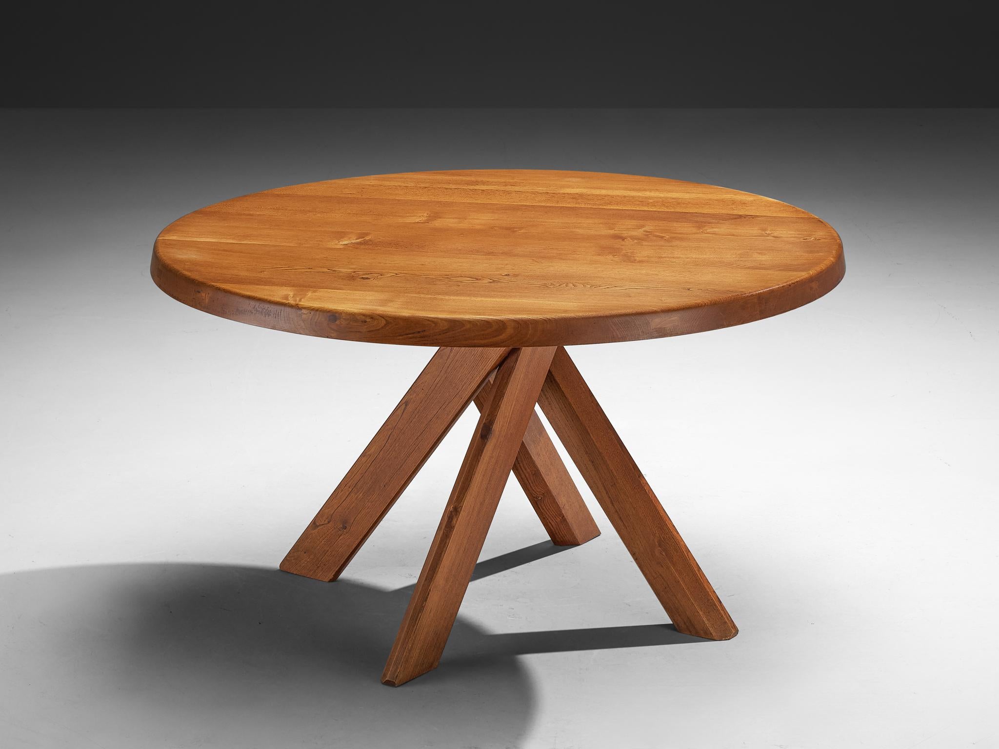 Late 20th Century Early Pierre Chapo 'Sfax' T21 B Dining Table in Solid Elm